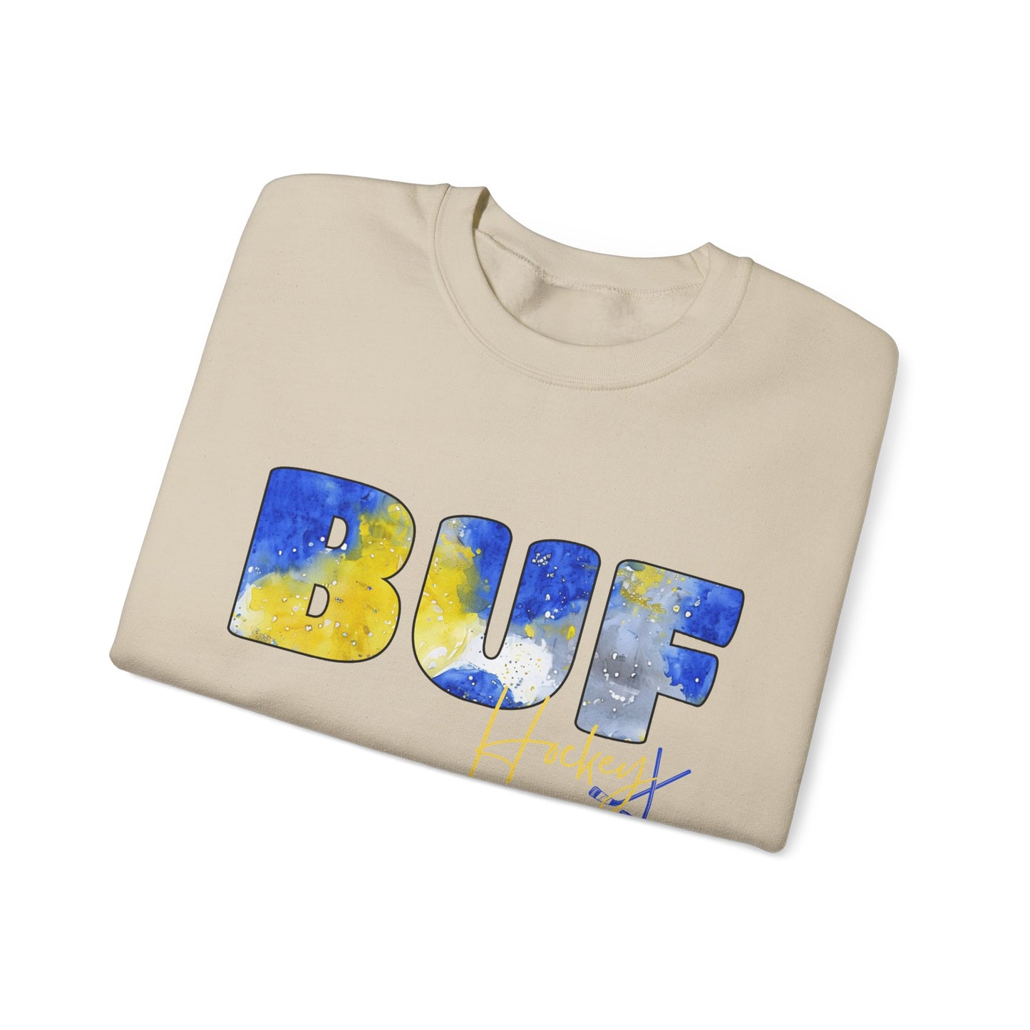 Sabres Paint BUF Watercolor Unisex Heavy Blend™ Crewneck Sweatshirt