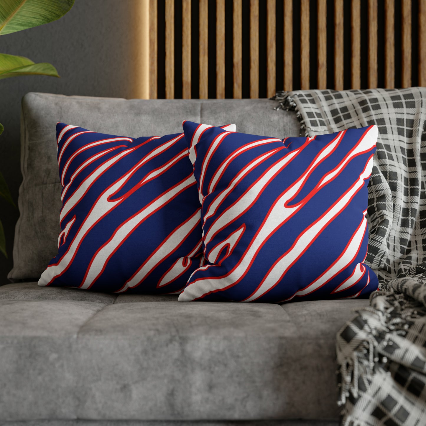 Zubaz Print Red and Blue Spun Polyester Square Pillow Case