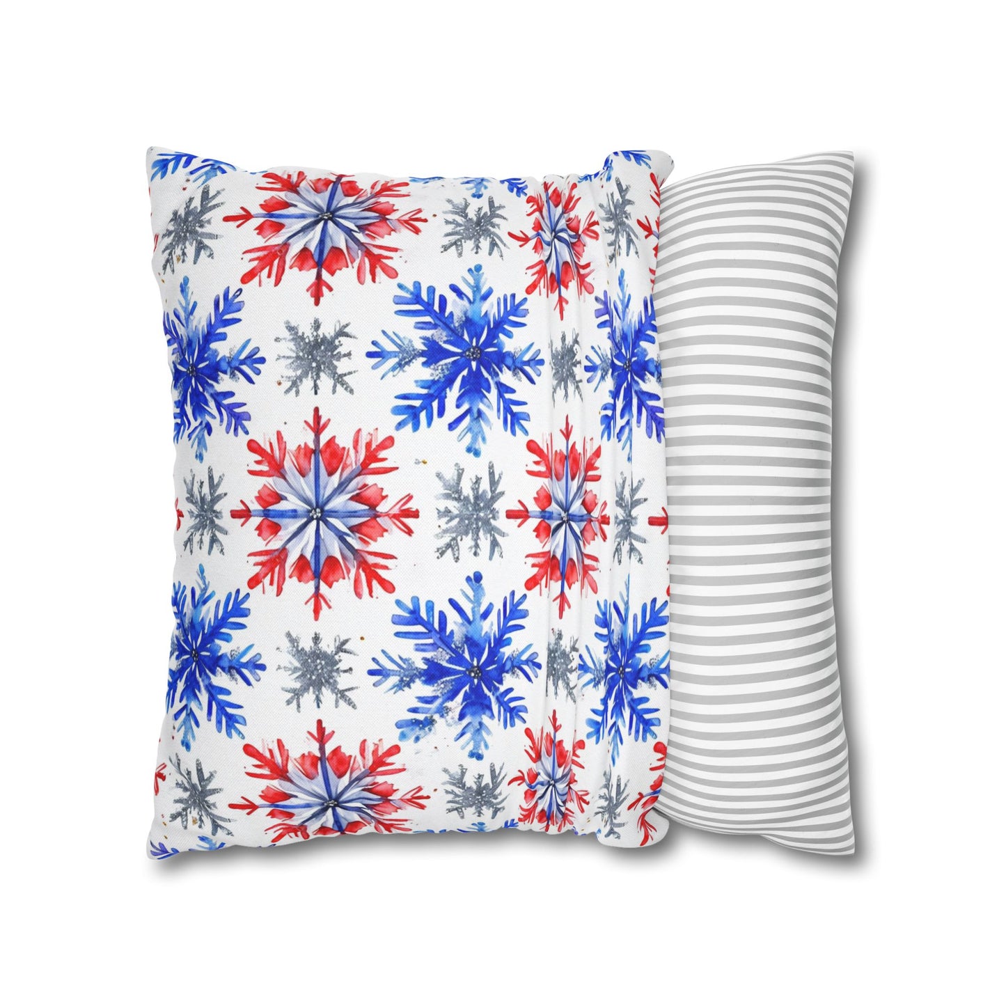 Watercolor Snowflake Spun Polyester Square Pillowcase