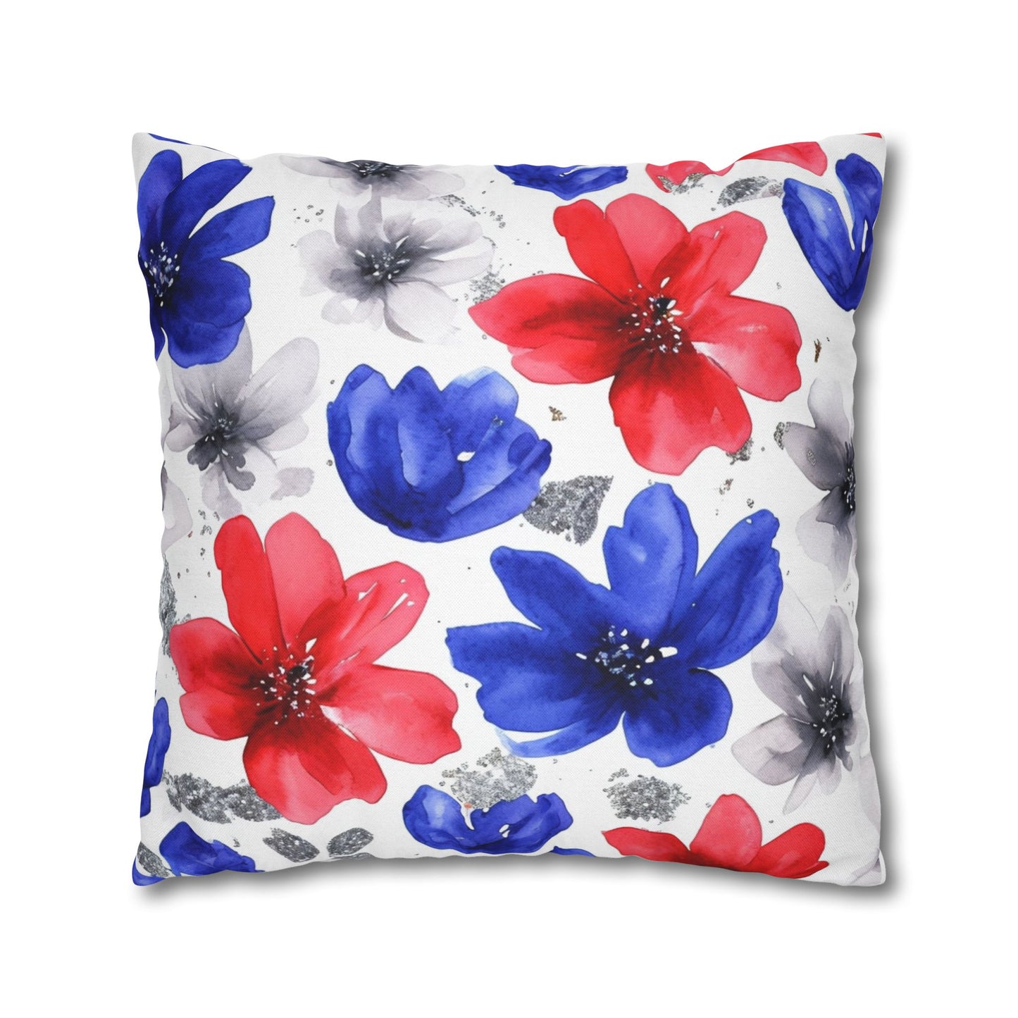 Floral Watercolor Spun Polyester Square Pillowcase