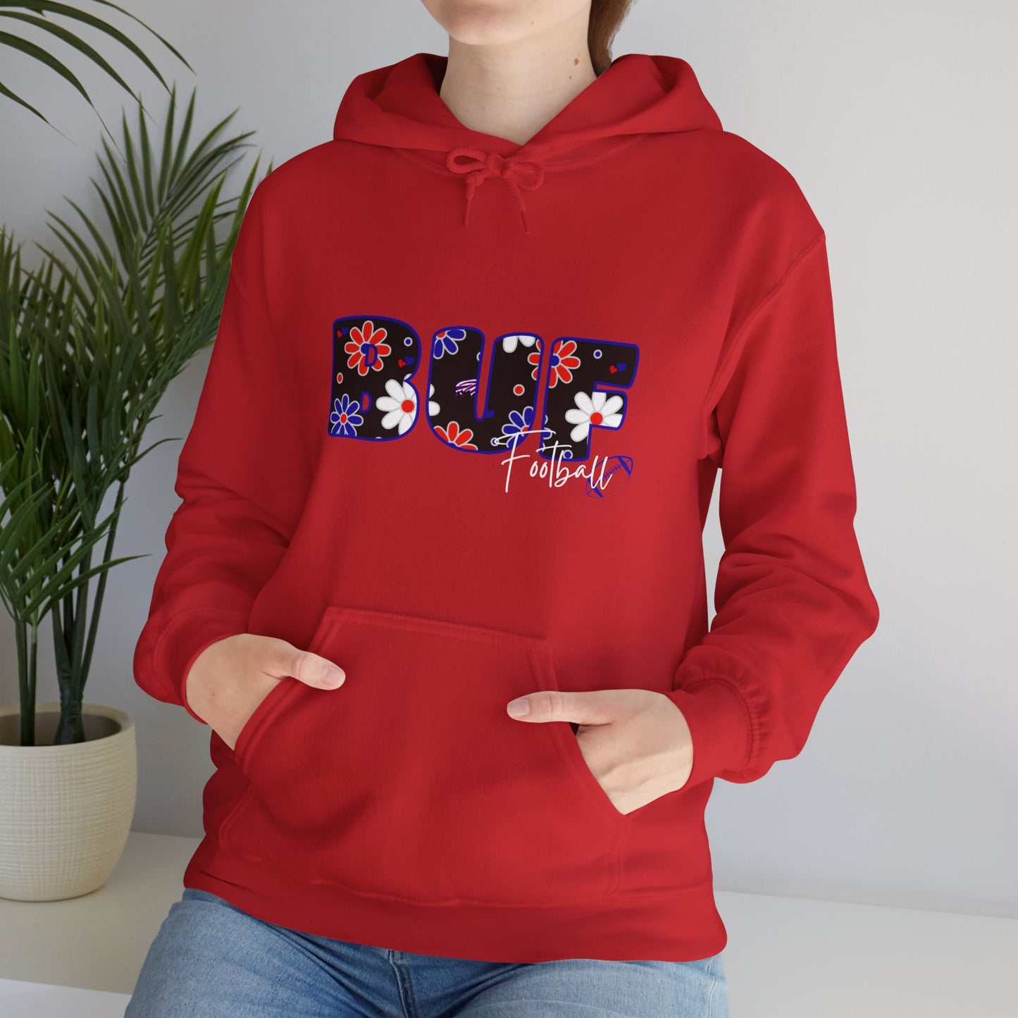 BUF Football Unisex Heavy Blend™ Hooded Sweatshirt ~ Flower Power Design