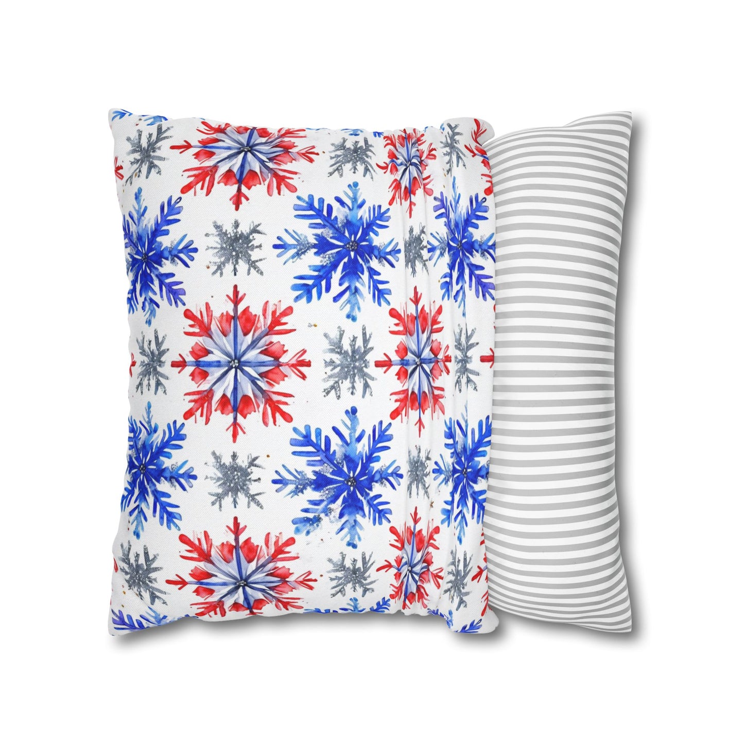 Watercolor Snowflake Spun Polyester Square Pillowcase