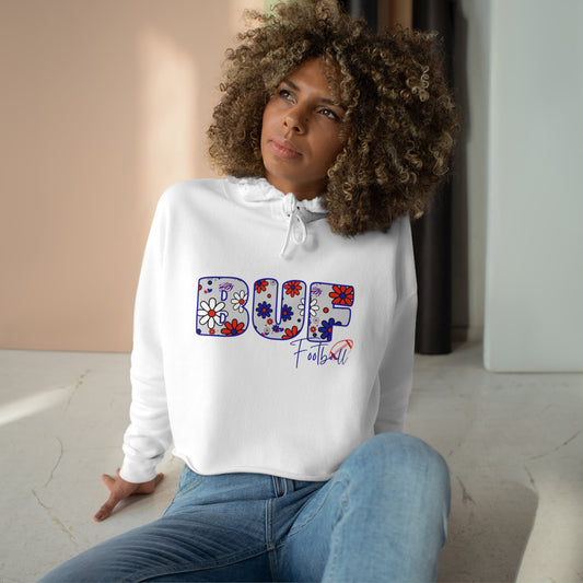 BUF Bills Lacrosse Crop Hoodie ~ Flower Power Design