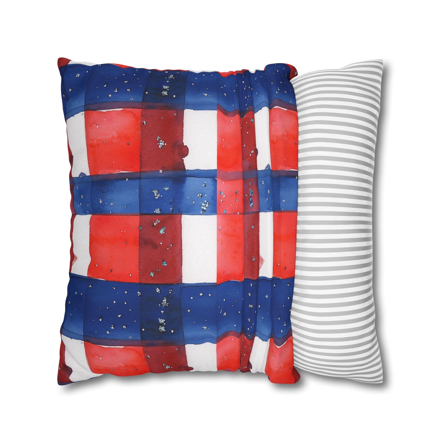 Buffalo Bills Plaid Watercolor Spun Polyester Square Pillowcase