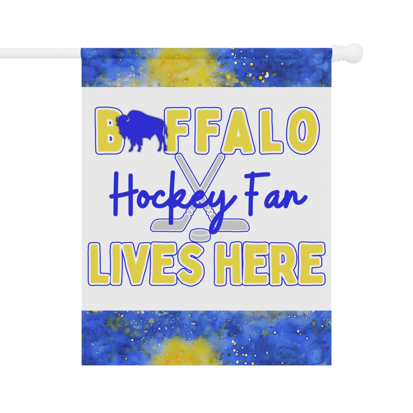 Buffalo Hockey Fan Lives Here Garden Flag