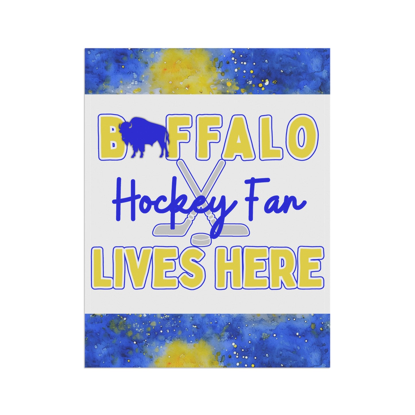Buffalo Hockey Fan Lives Here Garden Flag