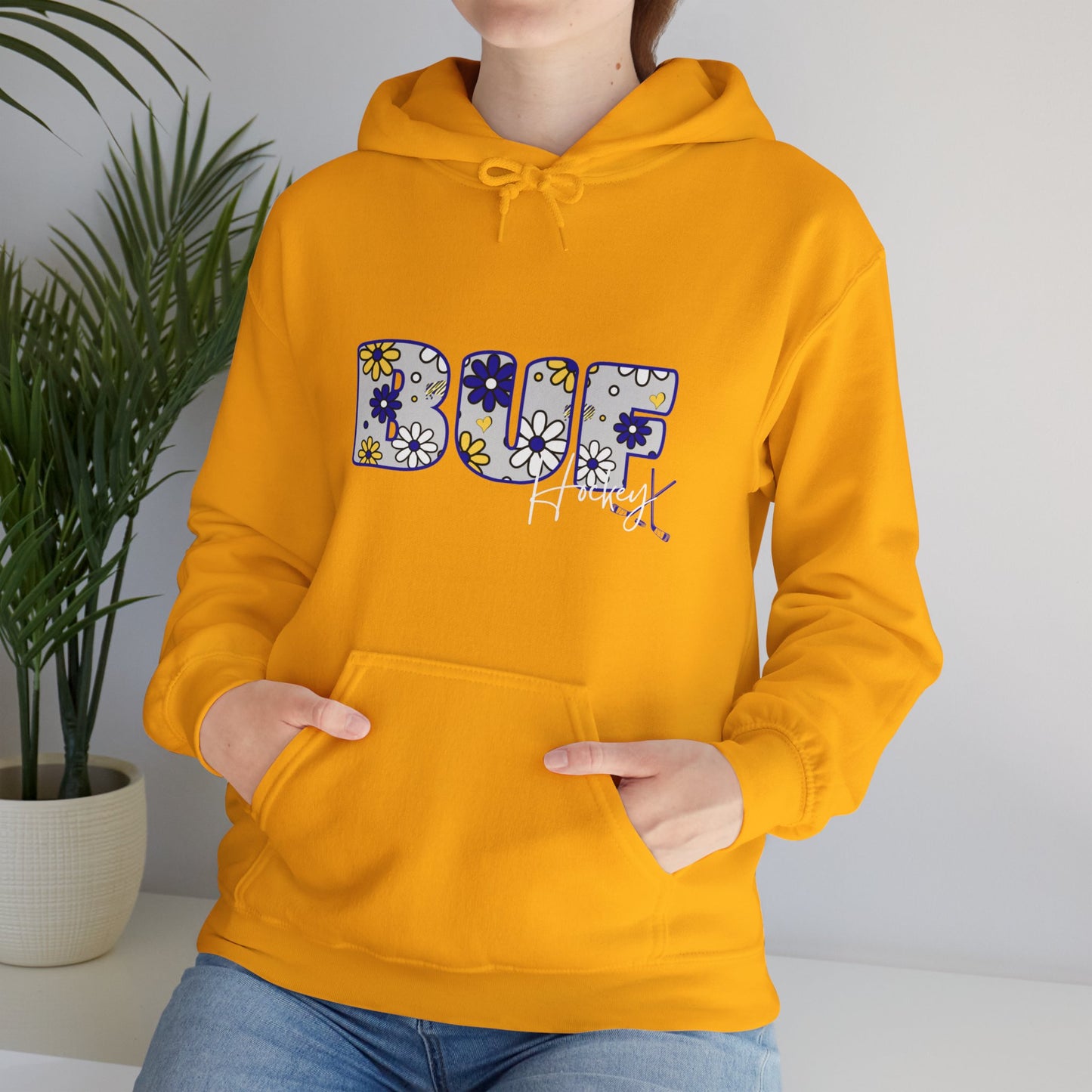 BUF Hockey Unisex Heavy Blend™ Hooded Sweatshirt ~ Flower Power Design