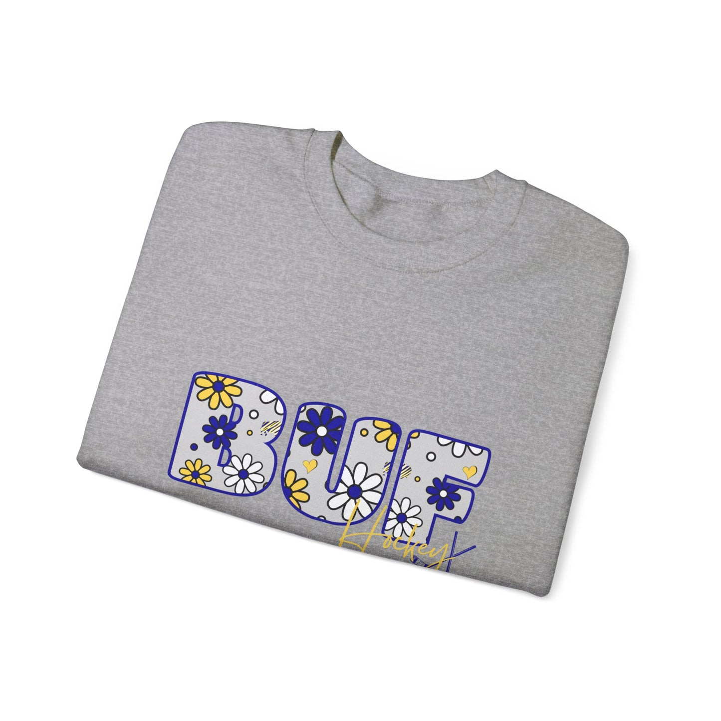 BUF Sabres Unisex Heavy Blend™ Crewneck Sweatshirt ~ Flower Power Design