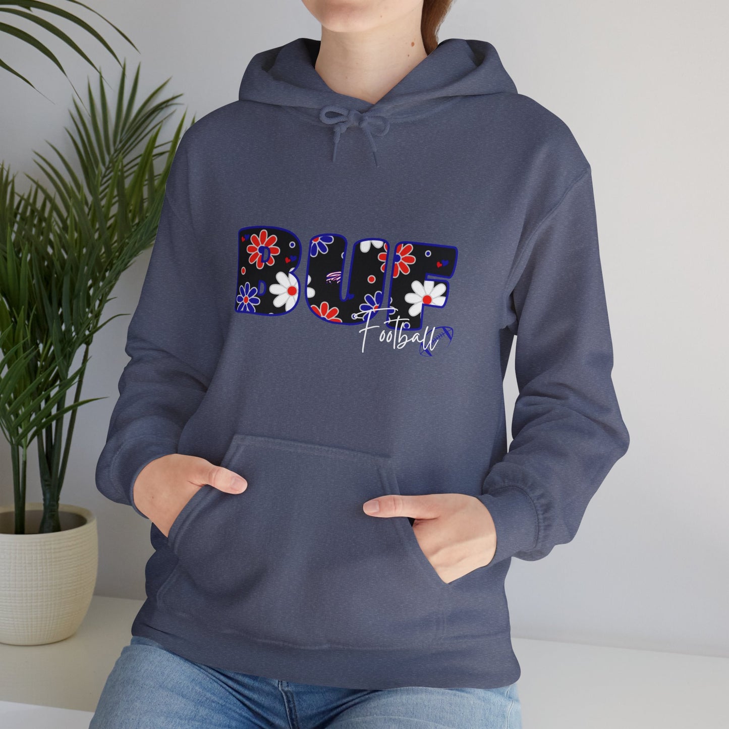 BUF Football Unisex Heavy Blend™ Hooded Sweatshirt ~ Flower Power Design