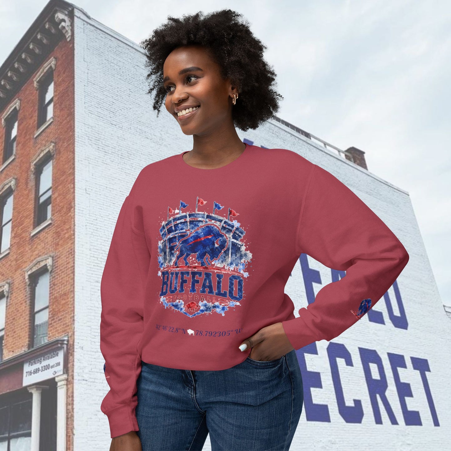 New Buffalo Football Stadium Tribute Unisex Lightweight Crewneck Sweatshirt