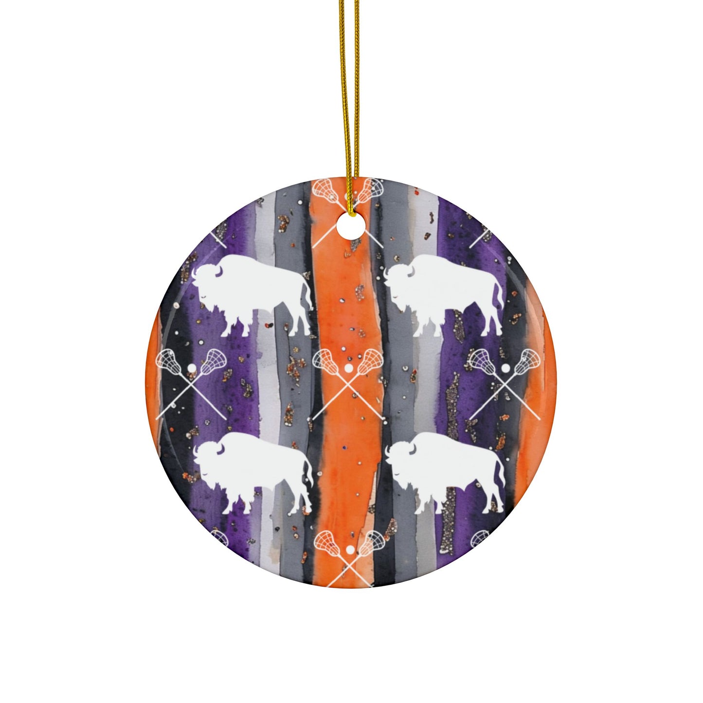 Buffalo Bandits Watercolor Stripe Ceramic Ornament: 2-Side Print, Available in (1pc, 3pcs, 5pcs, 10pcs)