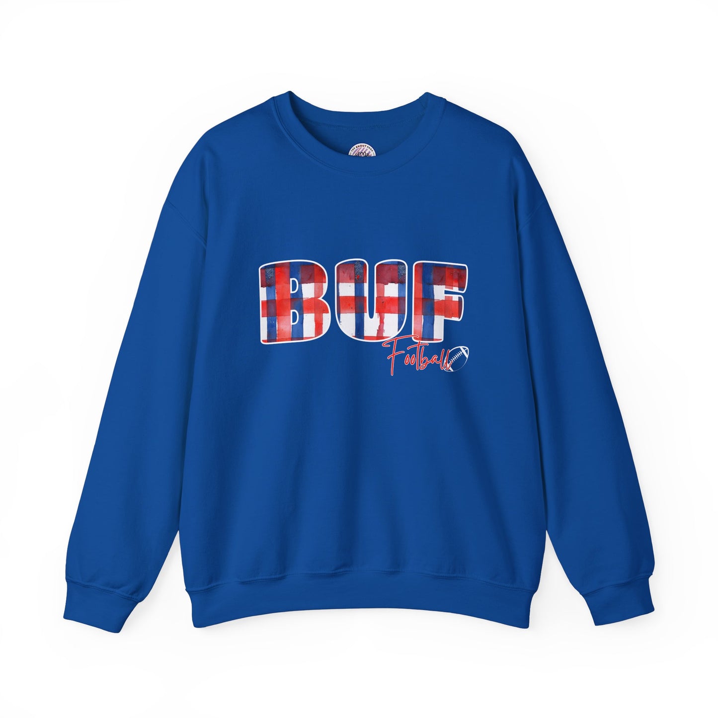 Bills Plaid BUF Watercolor Unisex Heavy Blend™ Crewneck Sweatshirt