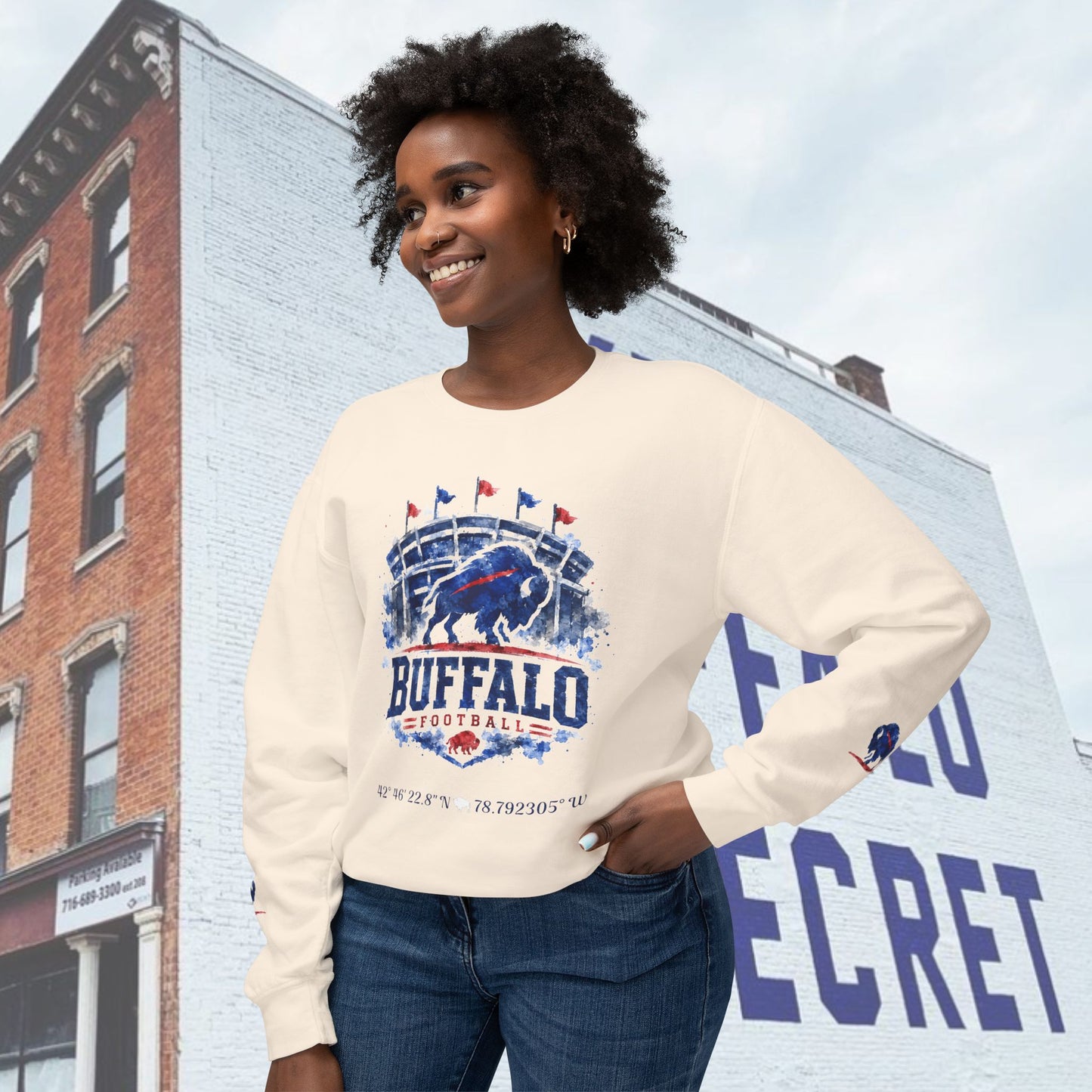 New Buffalo Football Stadium Tribute Unisex Lightweight Crewneck Sweatshirt