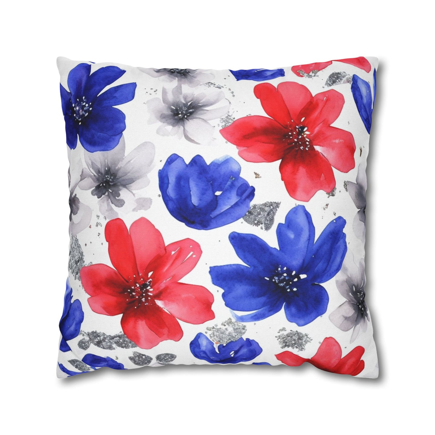 Floral Watercolor Spun Polyester Square Pillowcase