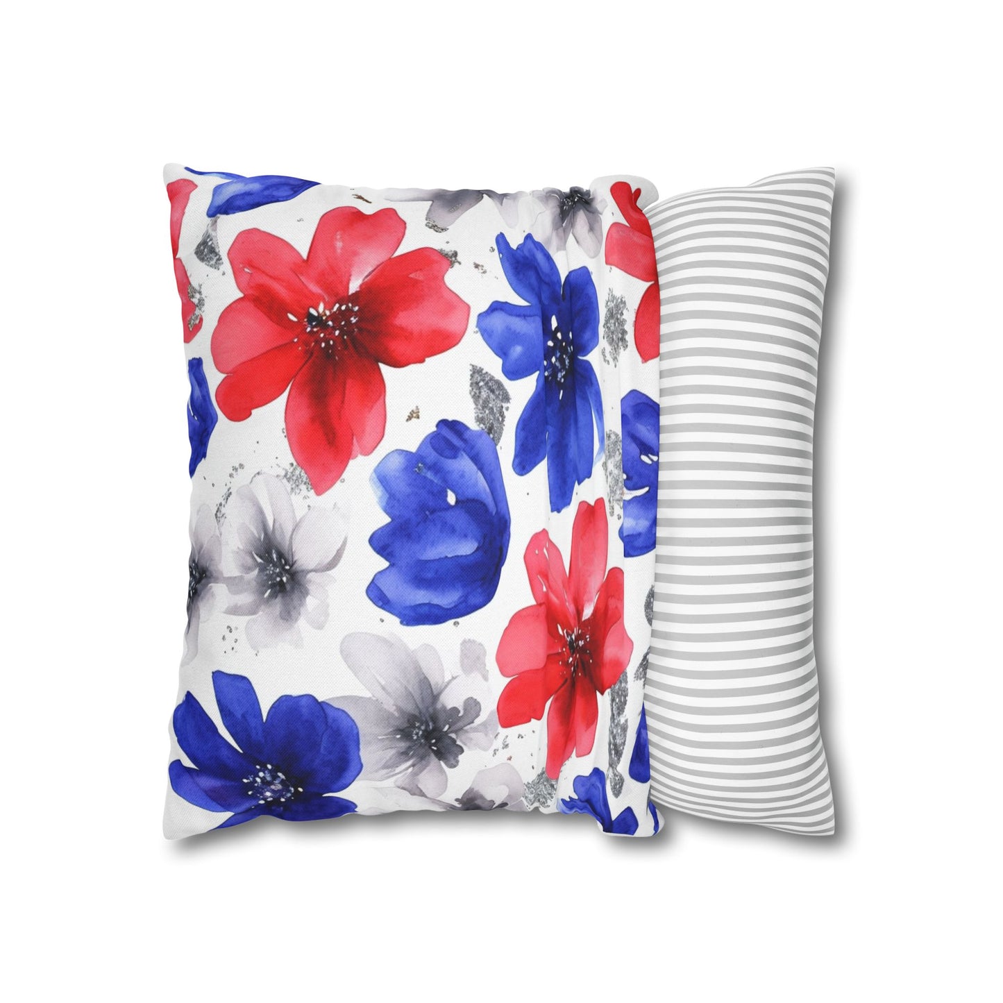 Floral Watercolor Spun Polyester Square Pillowcase