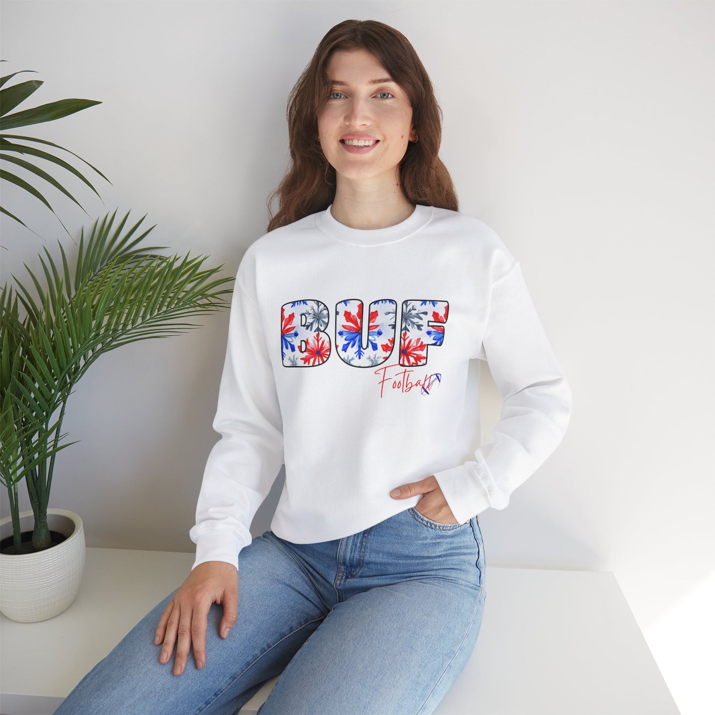 Bills Snowflake BUF Watercolor Unisex Heavy Blend™ Crewneck Sweatshirt