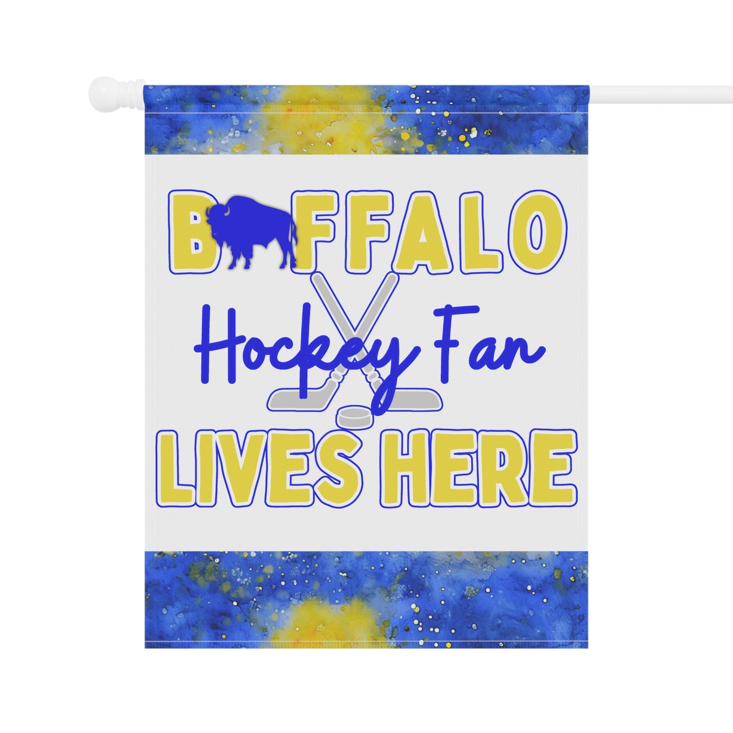 Buffalo Hockey Fan Lives Here Garden Flag