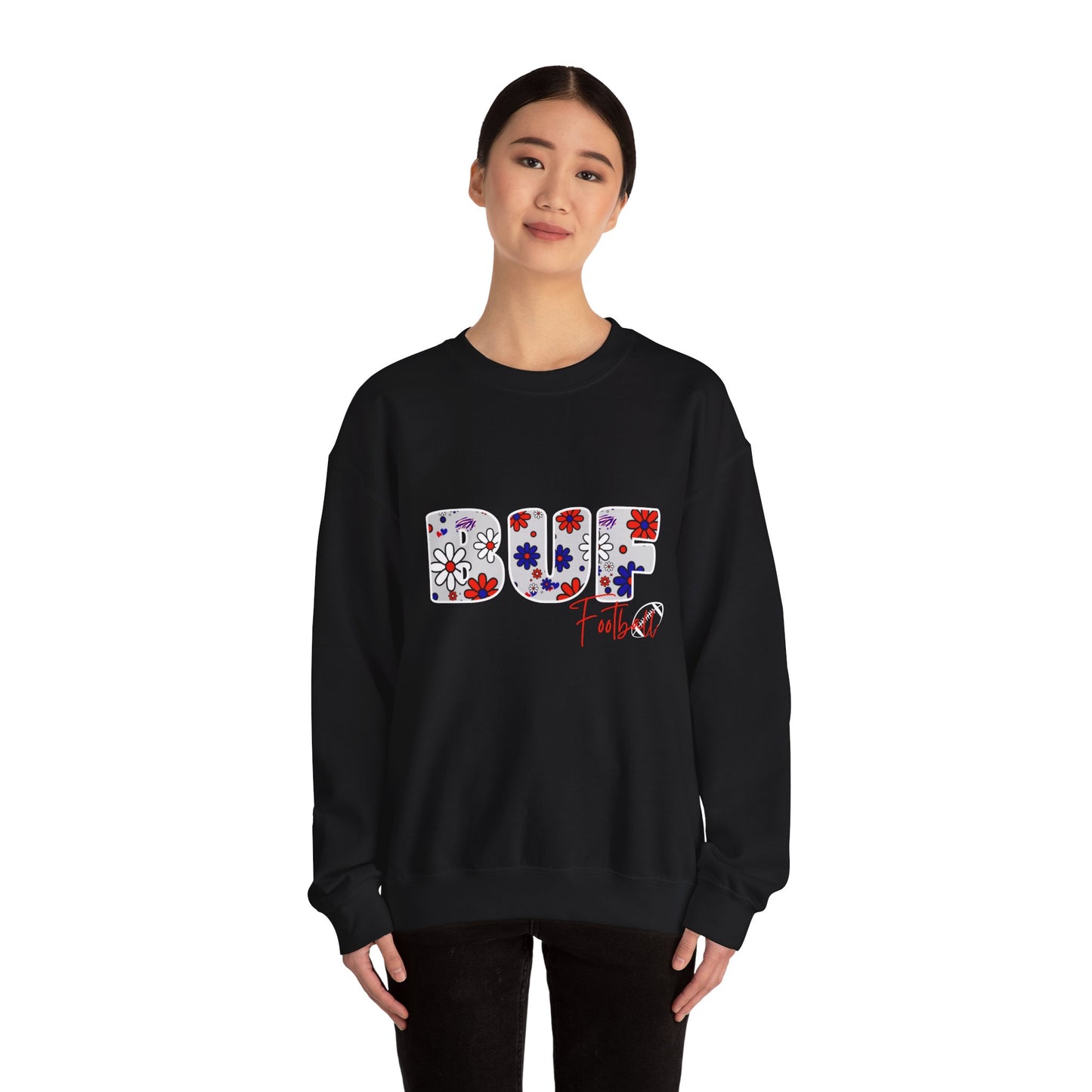 BUF Bills Unisex Heavy Blend™ Crewneck Sweatshirt ~ Flower Power Design