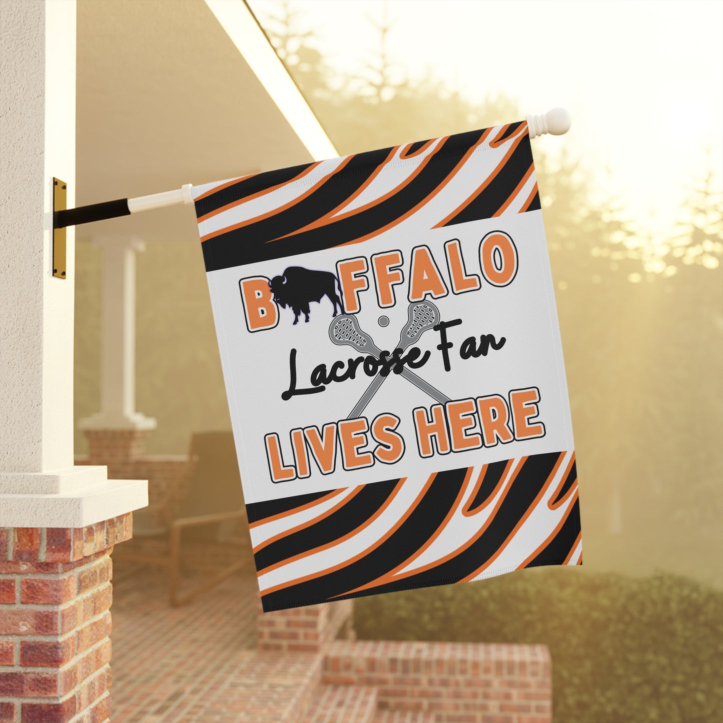 Buffalo Lacrosse Fan Animal Stripe Garden Flag
