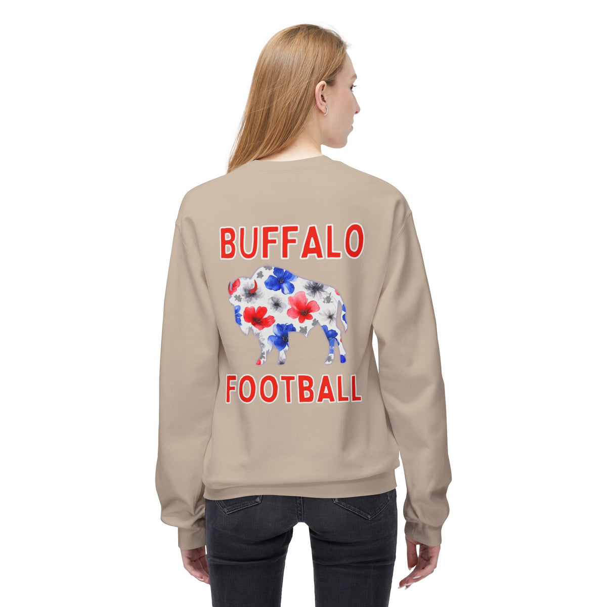 Buffalo Football Watercolor Midweight Softstyle Fleece Crewneck Sweatshirt