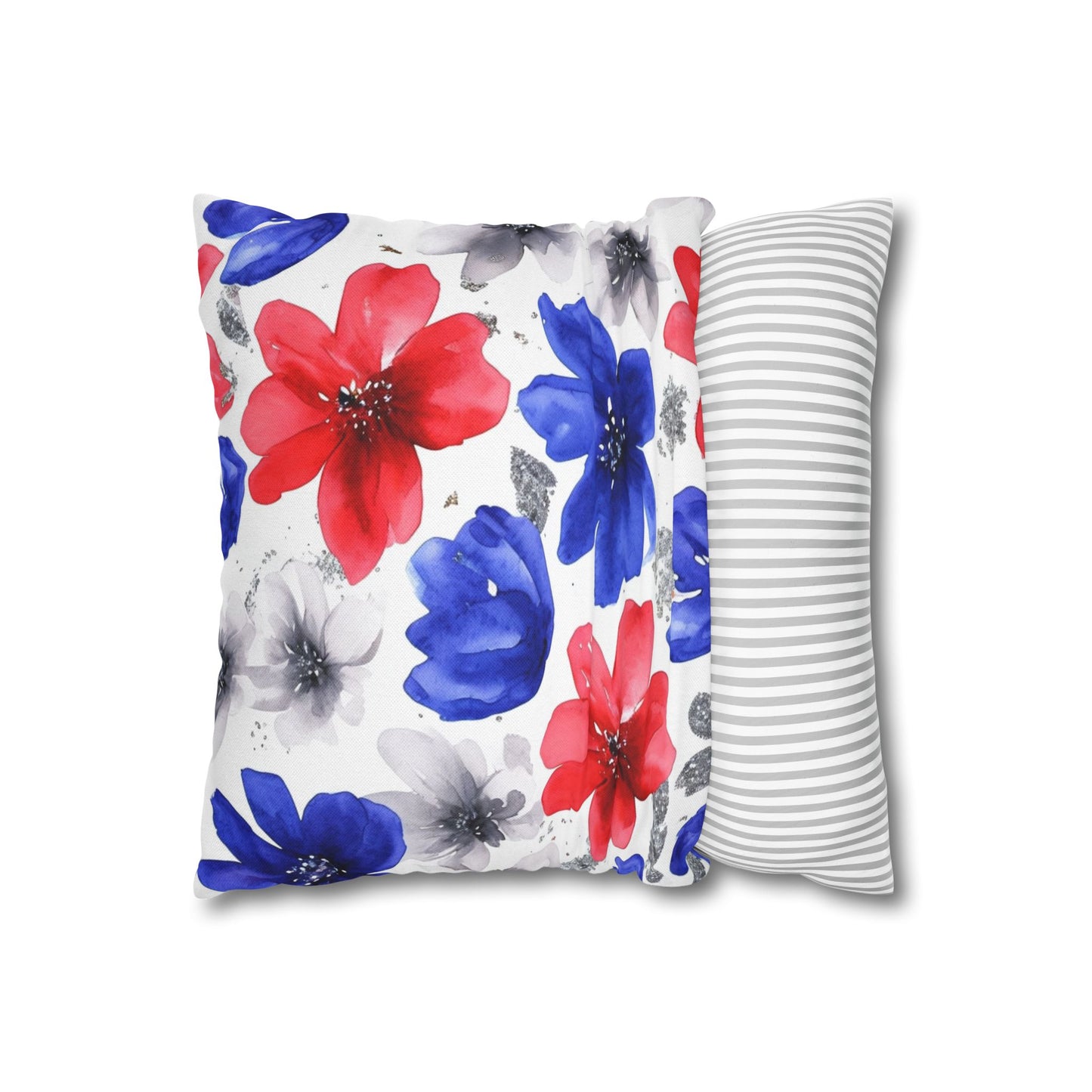 Floral Watercolor Spun Polyester Square Pillowcase