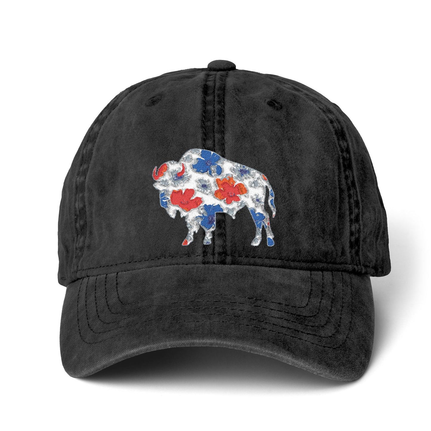Floral Buffalo Baseball Cap(Embroidery)