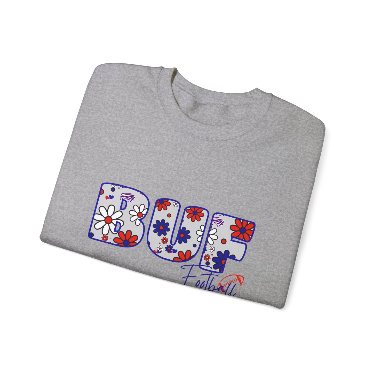 BUF Bills Unisex Heavy Blend™ Crewneck Sweatshirt ~ Flower Power Design