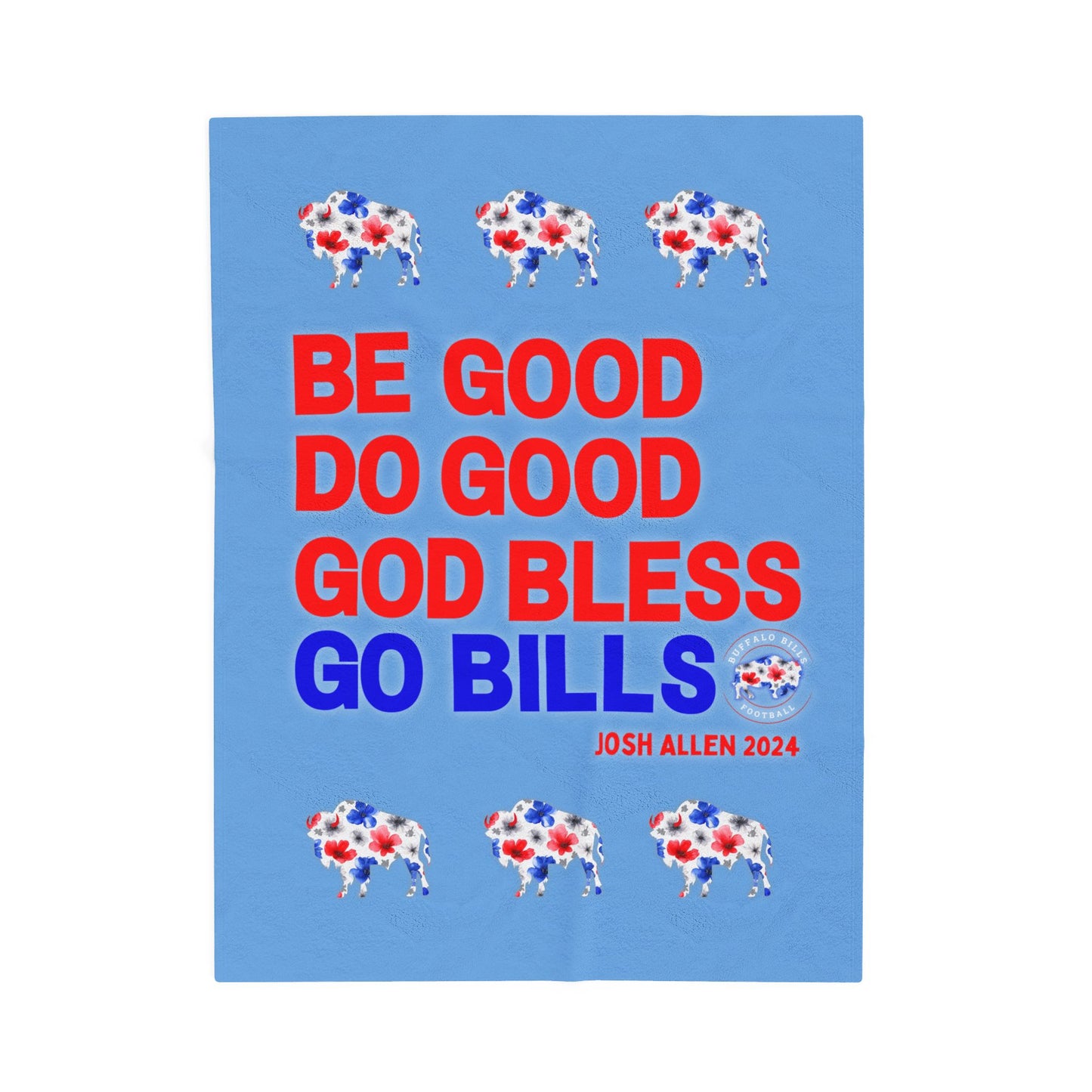 Josh Allen MVP "Be Good, Do Good" Collection Velveteen Plush Blanket ~ Baby Blue