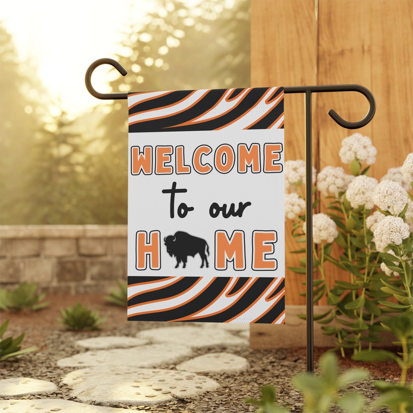 Orange & Black Welcome to Our Home House & Garden Flags
