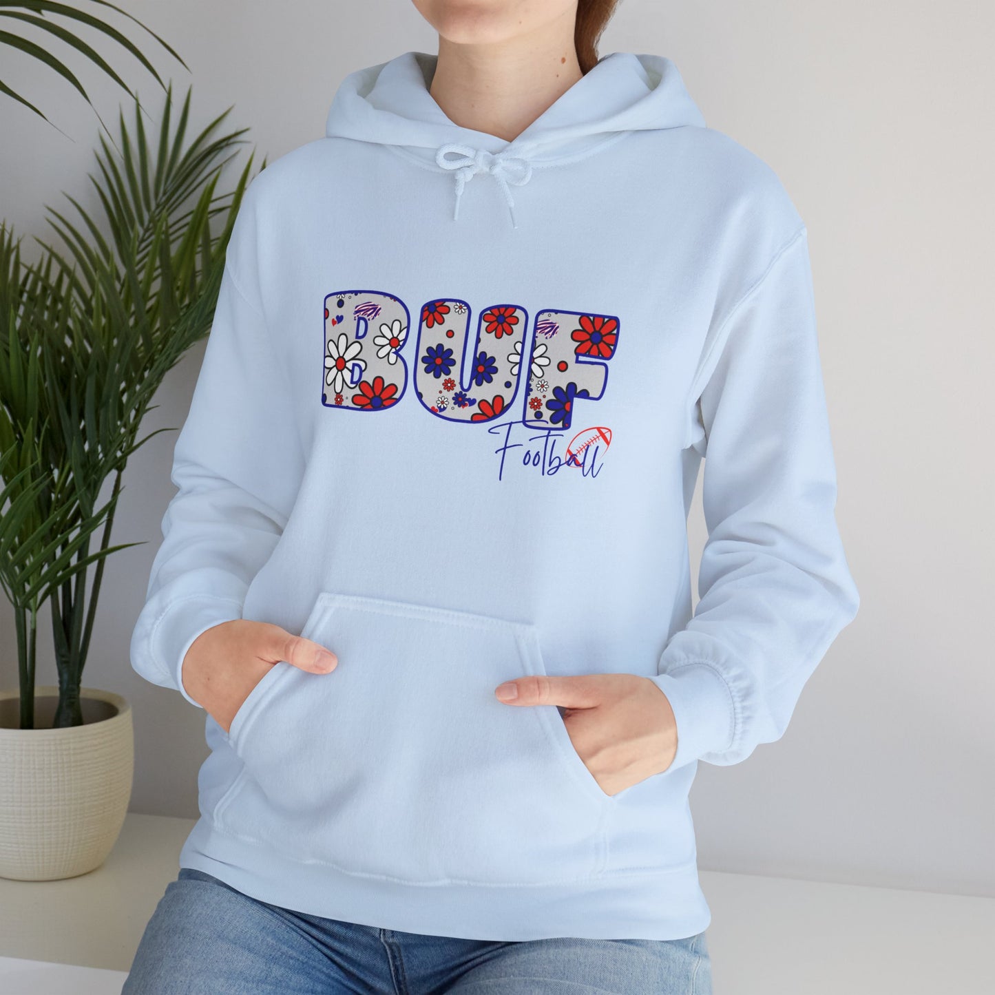 BUF Football Unisex Heavy Blend™ Hooded Sweatshirt ~ Flower Power Design