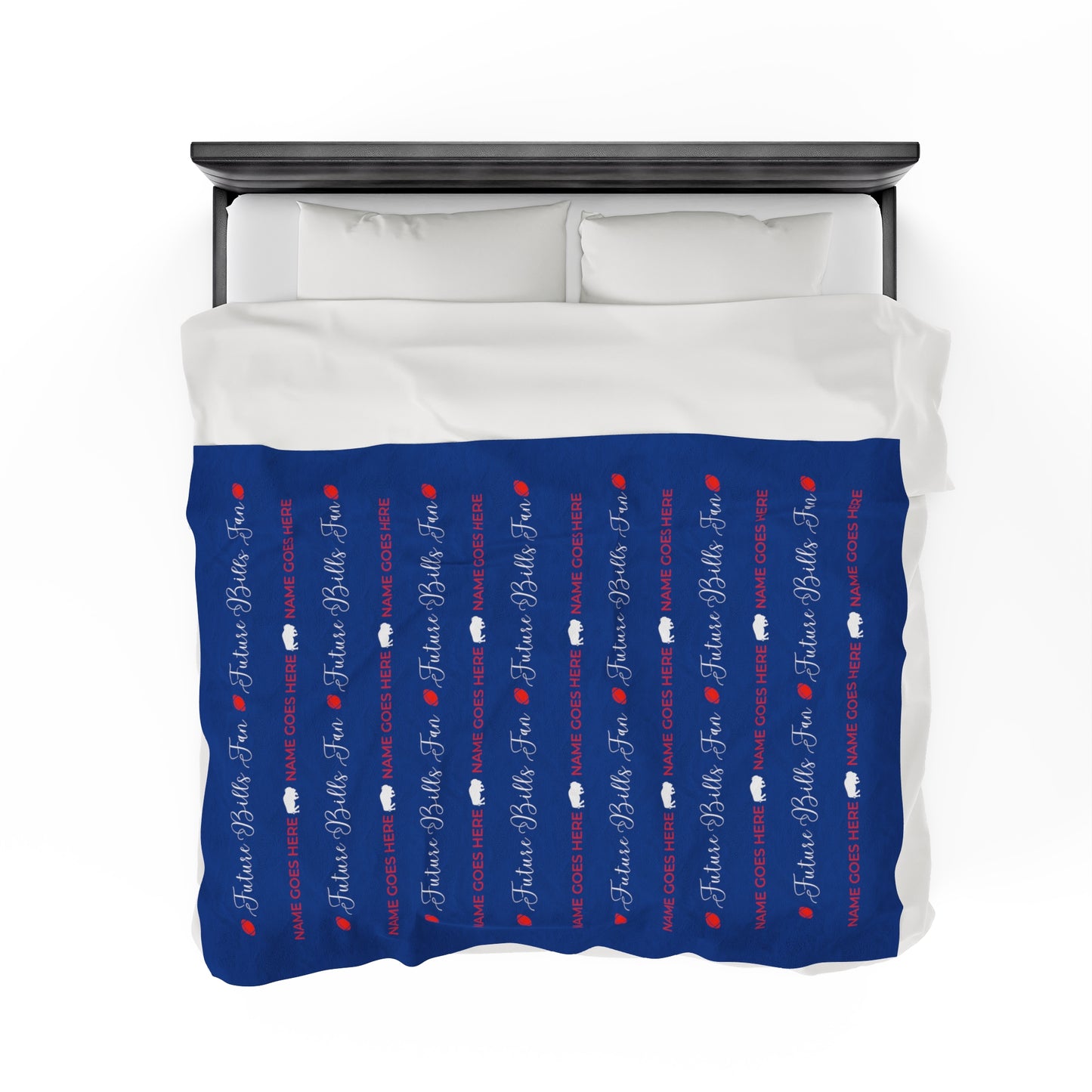 PERSONALIZED FOR FREE WITH BABIES NAME:  Red and Blue Future Bills Fan Velveteen Plush Blanket