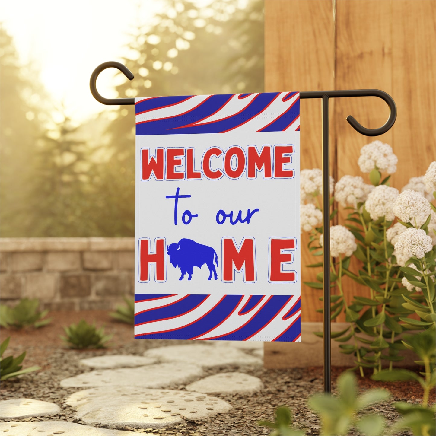 Red & Blue Welcome to Our Home House & Garden Flags