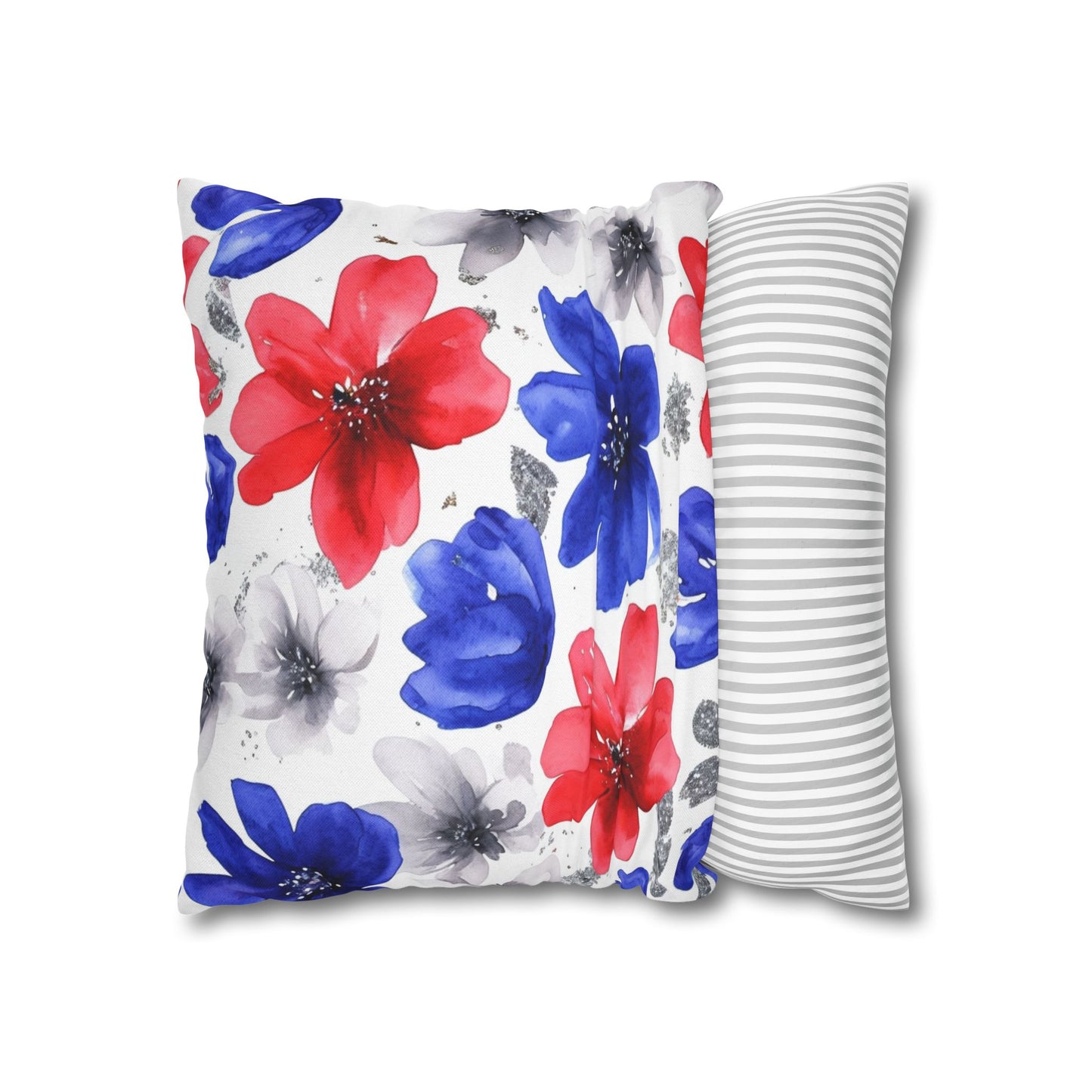 Floral Watercolor Spun Polyester Square Pillowcase