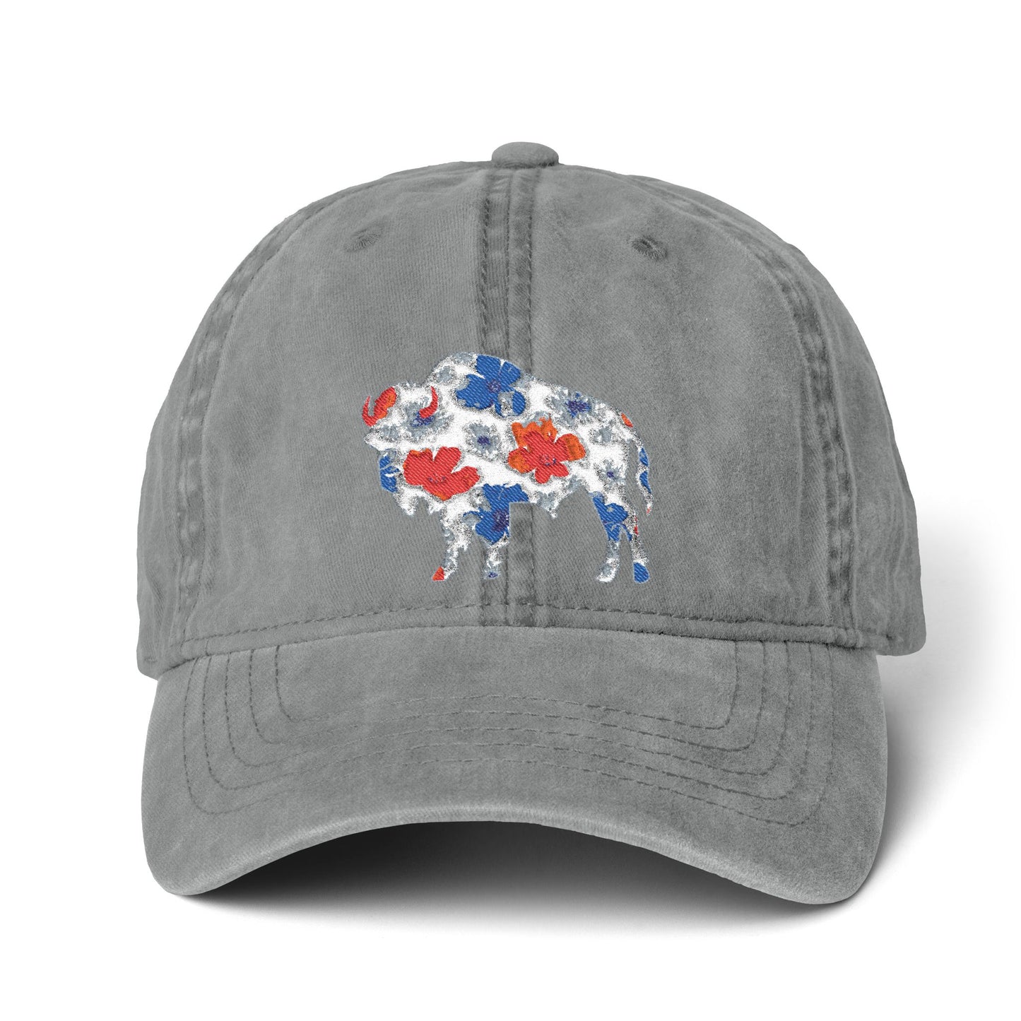 Floral Buffalo Baseball Cap(Embroidery)