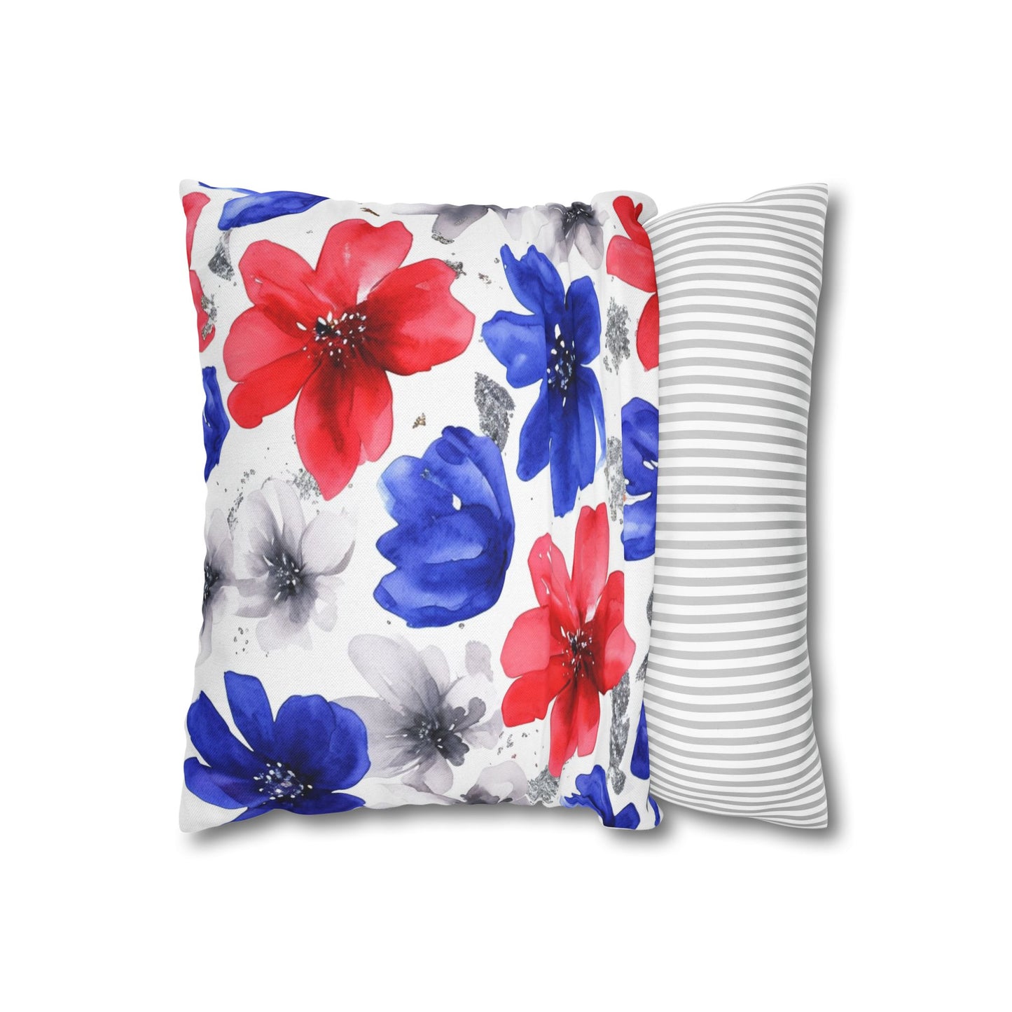 Floral Watercolor Spun Polyester Square Pillowcase