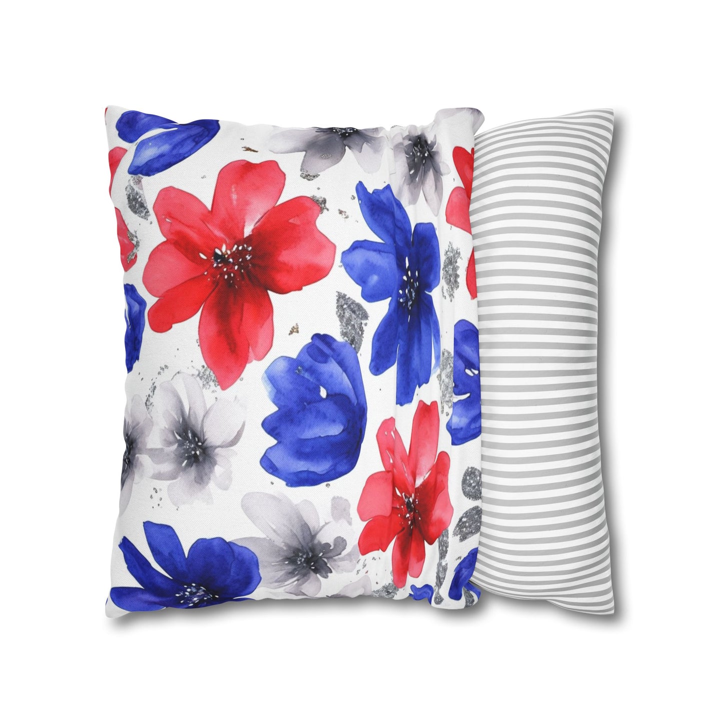 Floral Watercolor Spun Polyester Square Pillowcase