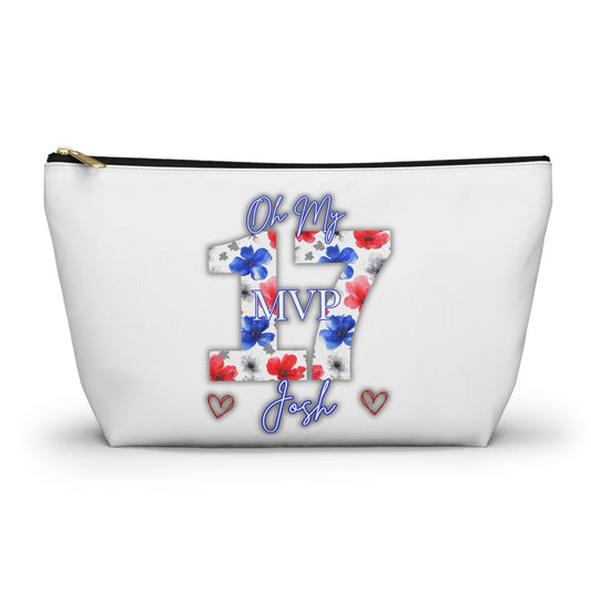 Oh My Josh Buffalo Football Retro Accessory Pouch w T-bottom ~ White