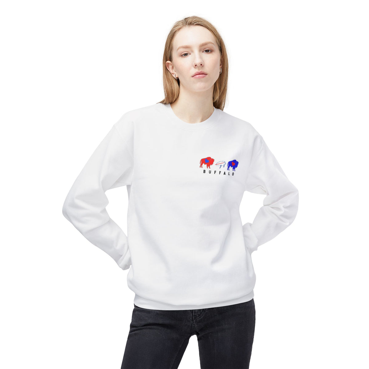 Buffalo Football Watercolor Midweight Softstyle Fleece Crewneck Sweatshirt