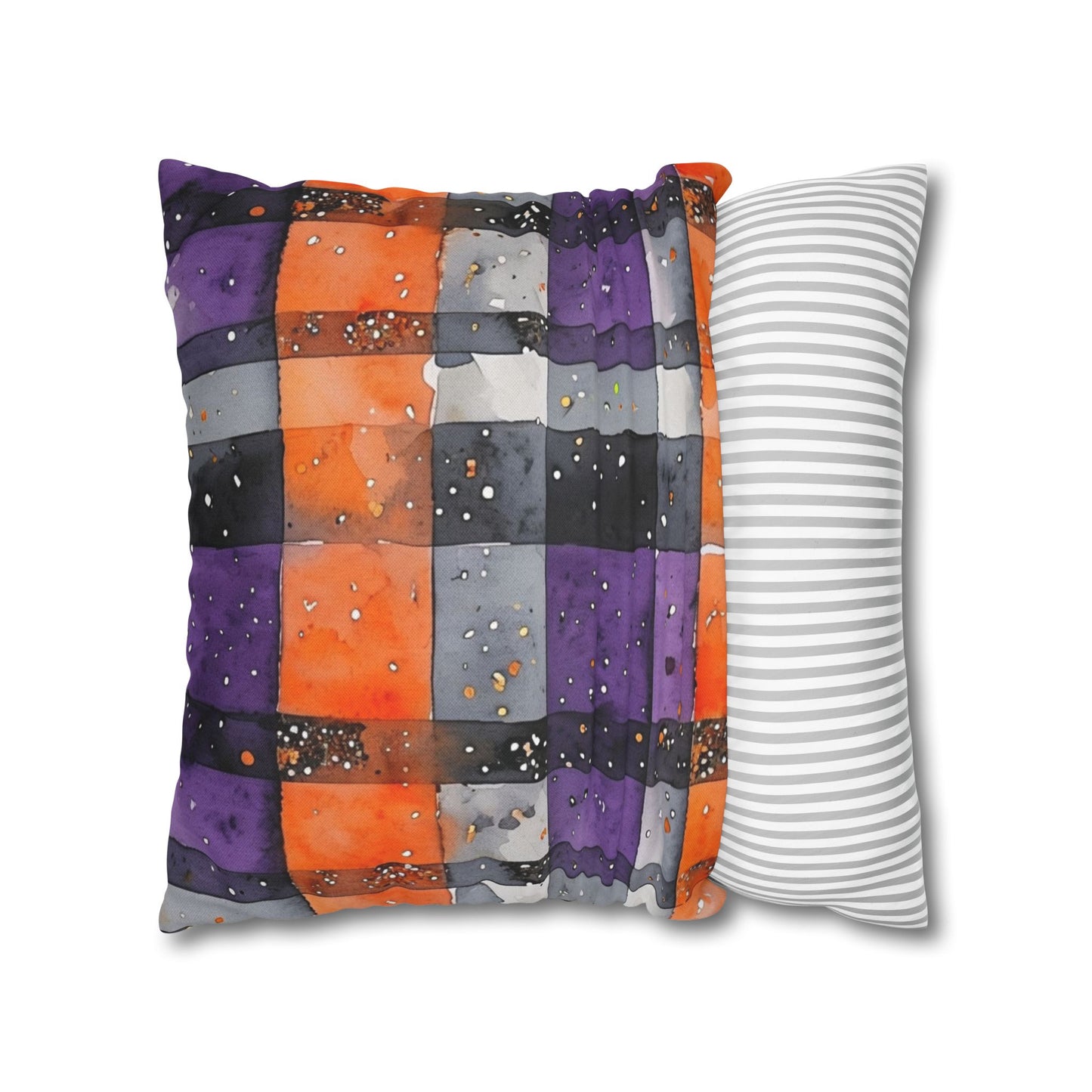 Bandits Plaid Watercolor Spun Polyester Square Pillowcase