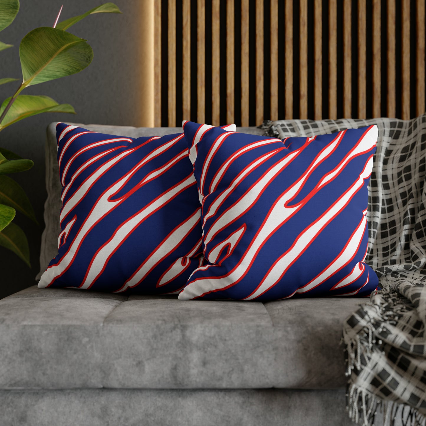 Zubaz Print Red and Blue Spun Polyester Square Pillow Case