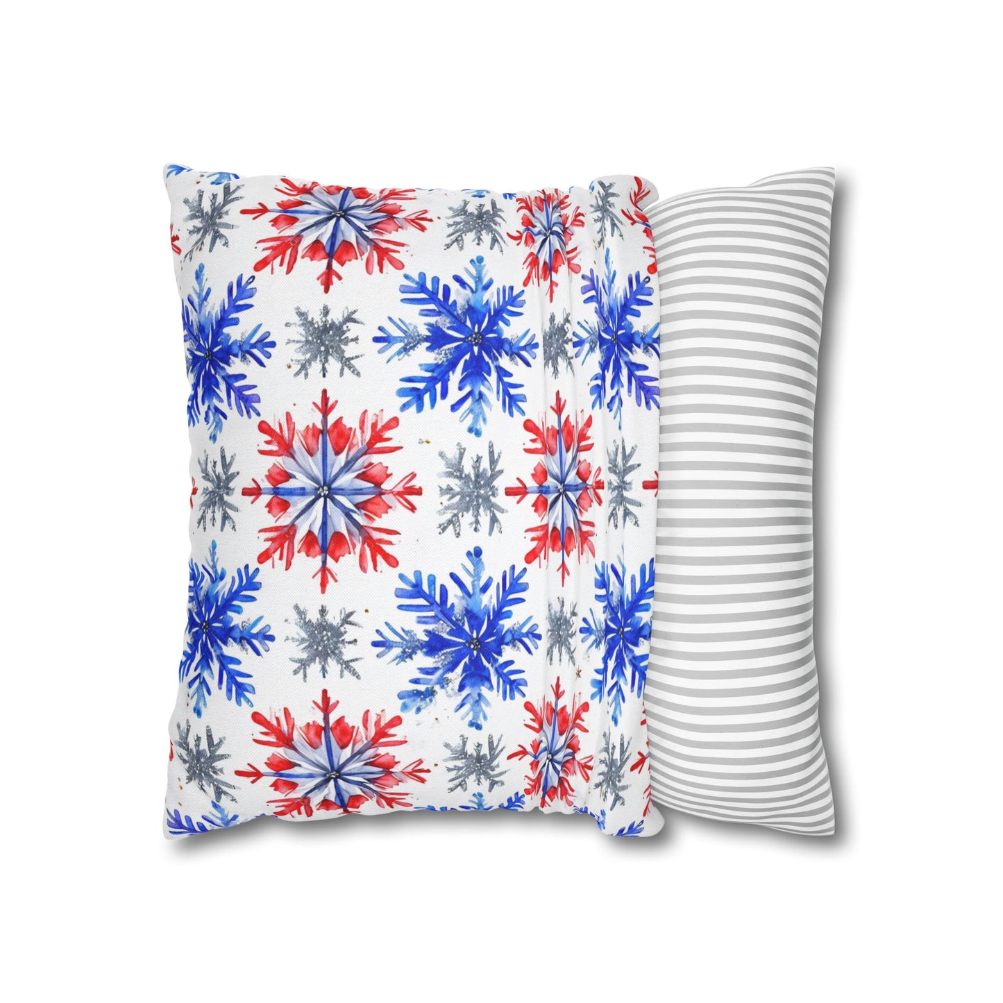 Watercolor Snowflake Spun Polyester Square Pillowcase