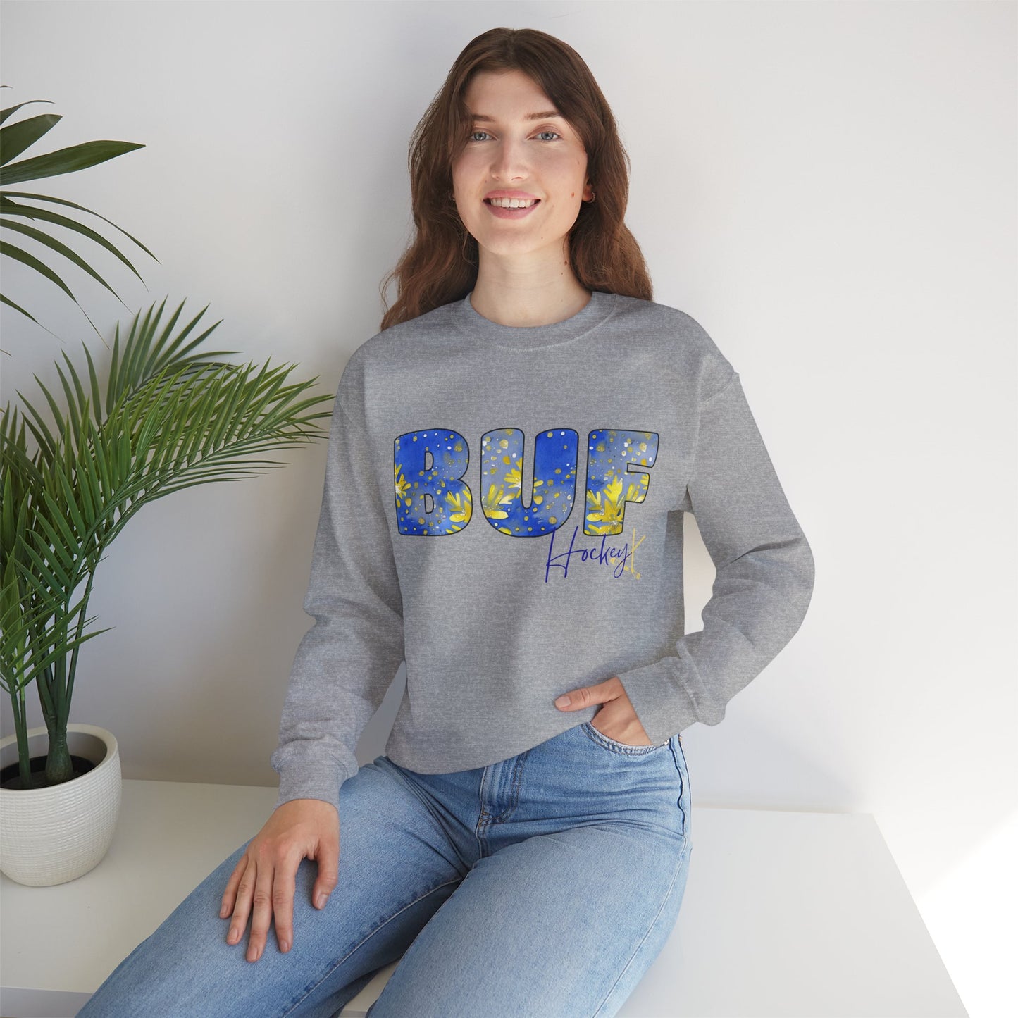 Sabres BUF Watercolor Unisex Heavy Blend™ Crewneck Sweatshirt