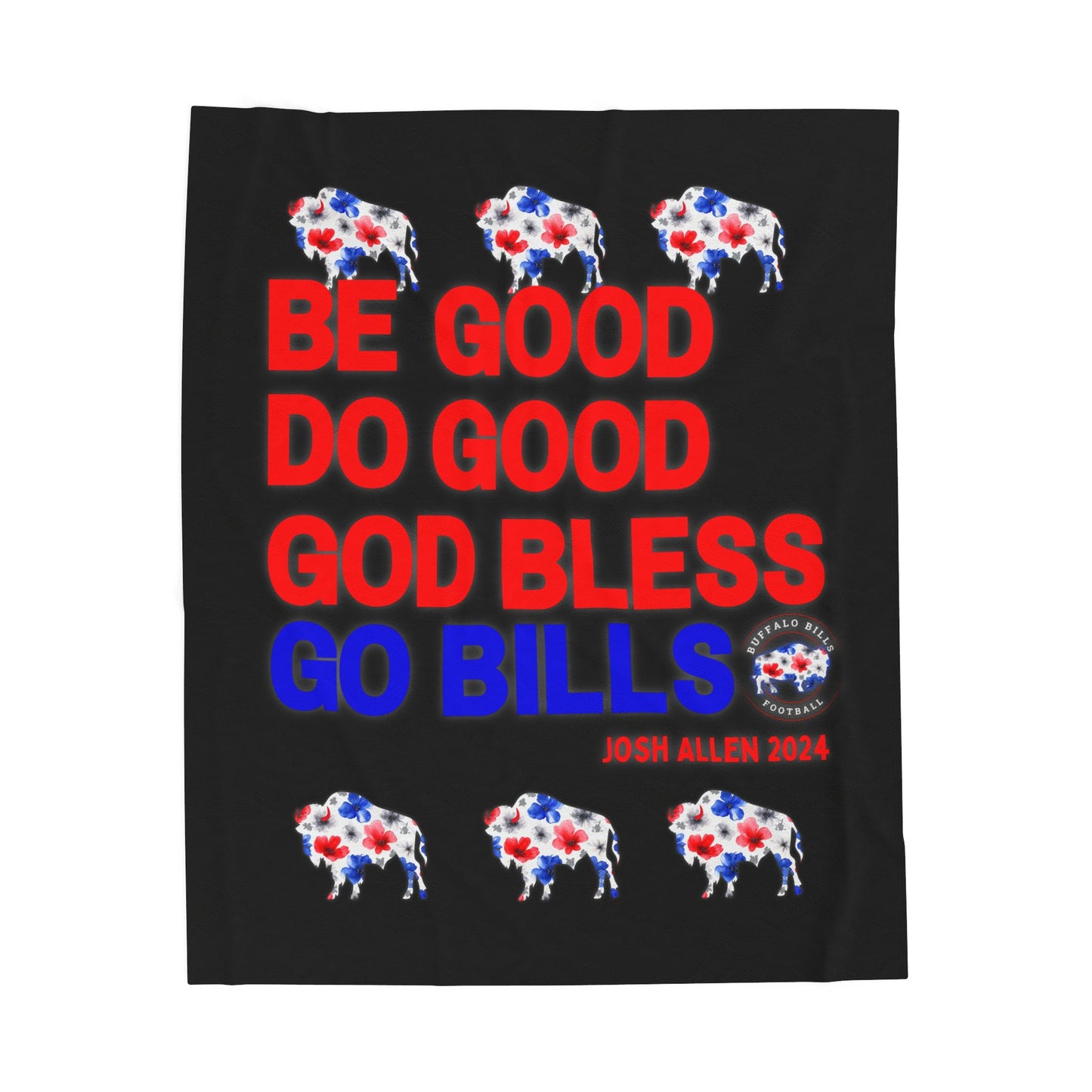 Josh Allen MVP "Be Good, Do Good" Collection Velveteen Plush Blanket ~ Black