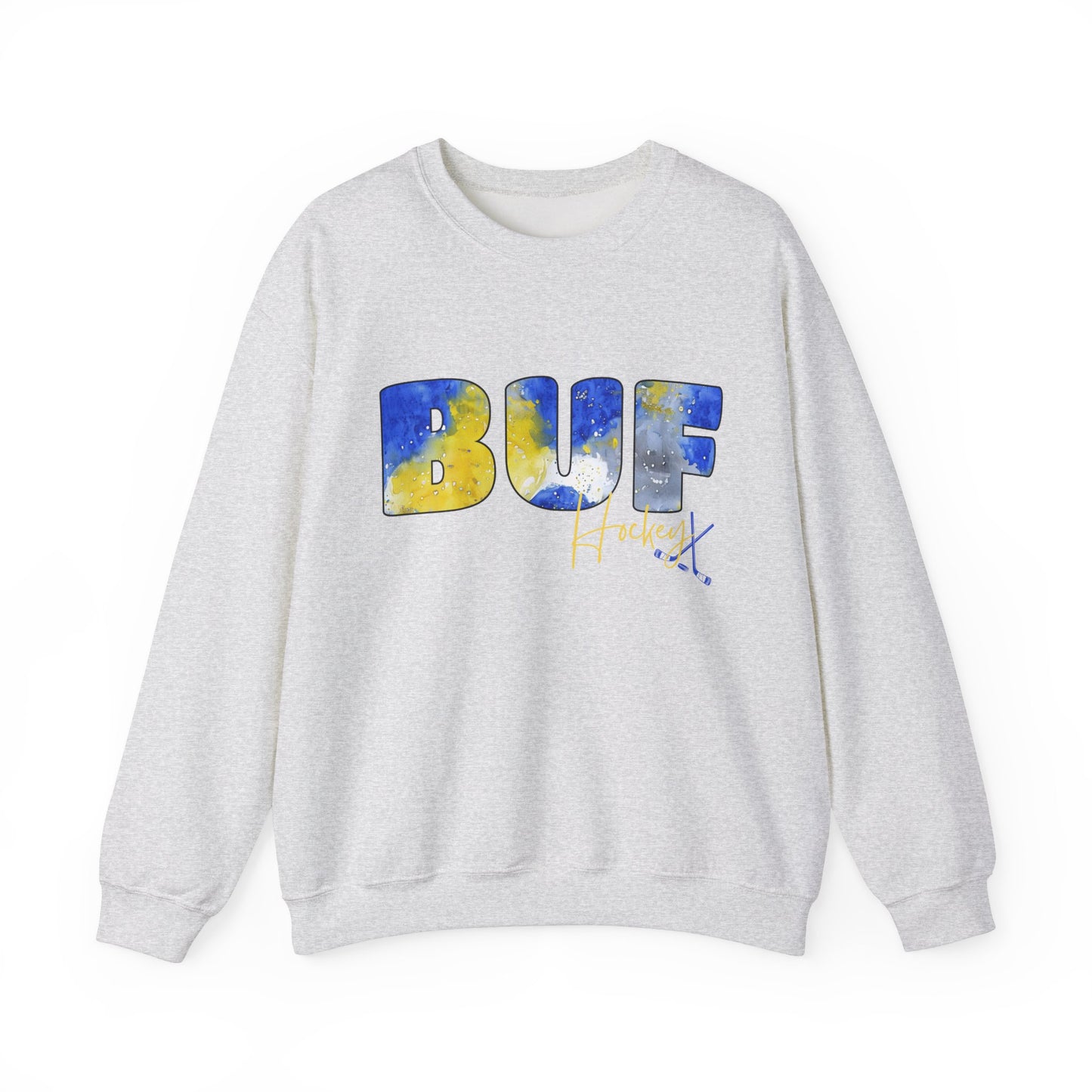 Sabres Paint BUF Watercolor Unisex Heavy Blend™ Crewneck Sweatshirt