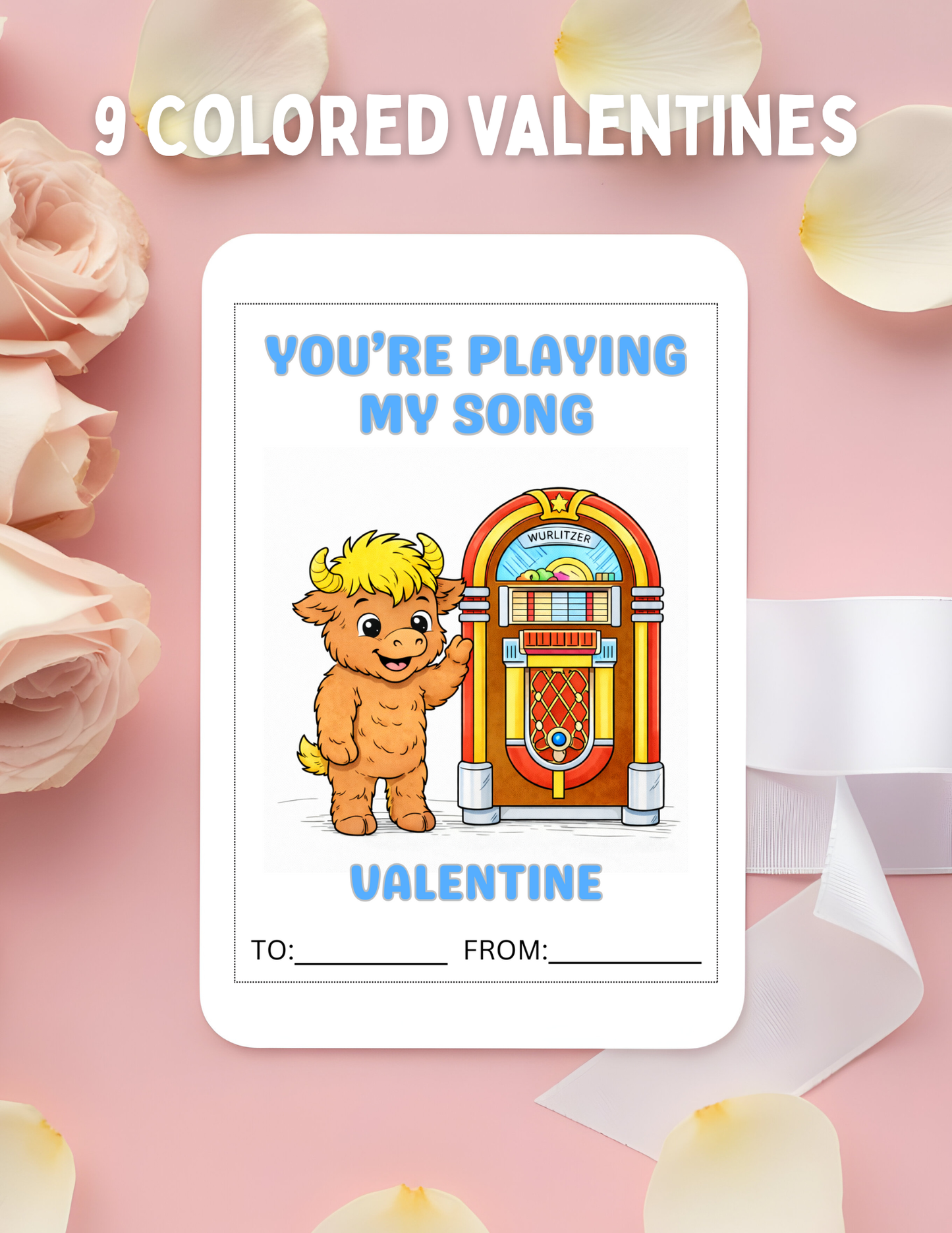 🦬 Buffalo-Themed Valentine Cards – Printable Digital Set for Kids & Classrooms! ❤️