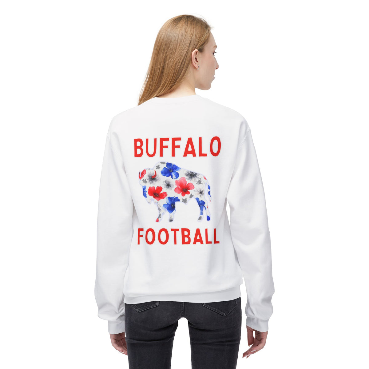 Buffalo Football Watercolor Midweight Softstyle Fleece Crewneck Sweatshirt