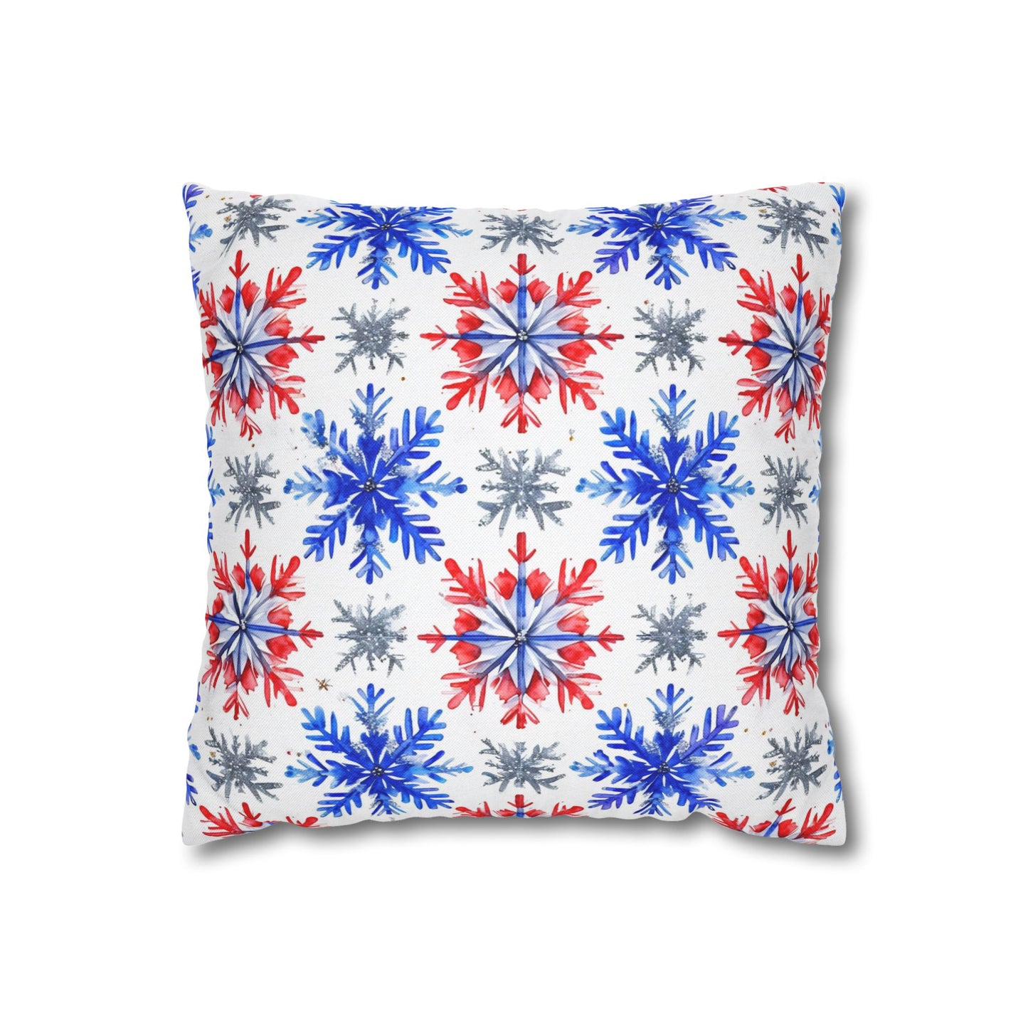 Watercolor Snowflake Spun Polyester Square Pillowcase