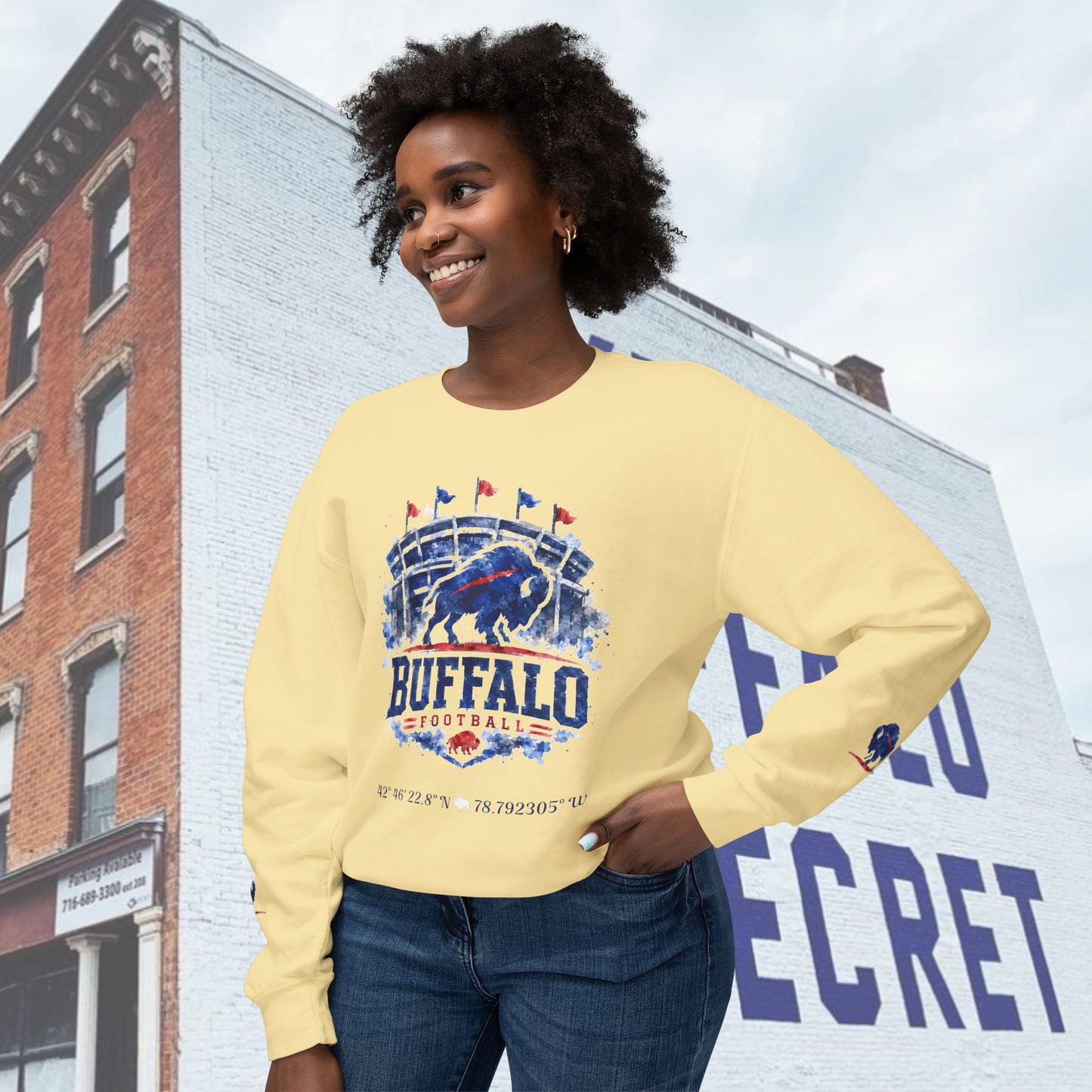 New Buffalo Football Stadium Tribute Unisex Lightweight Crewneck Sweatshirt