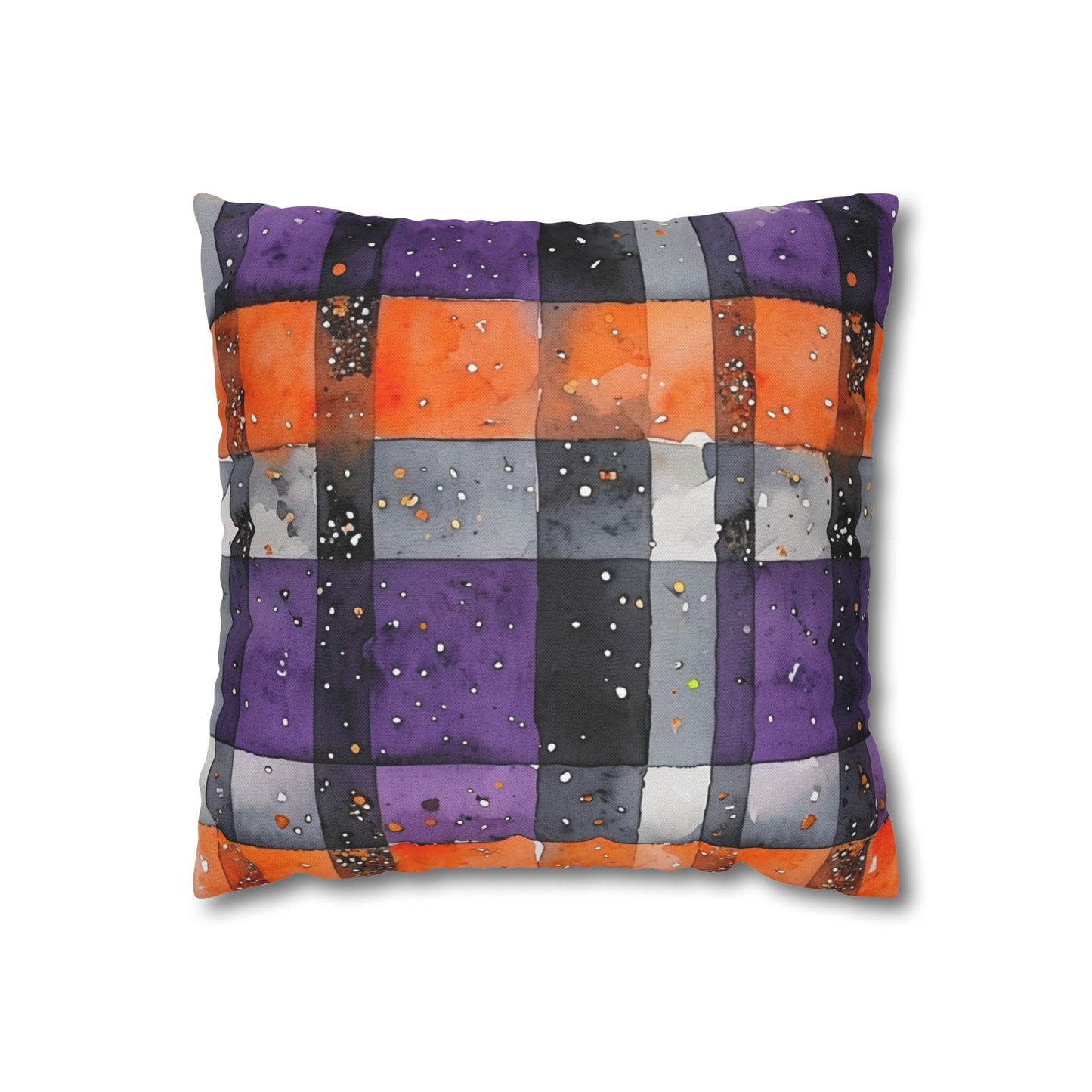 Bandits Plaid Watercolor Spun Polyester Square Pillowcase