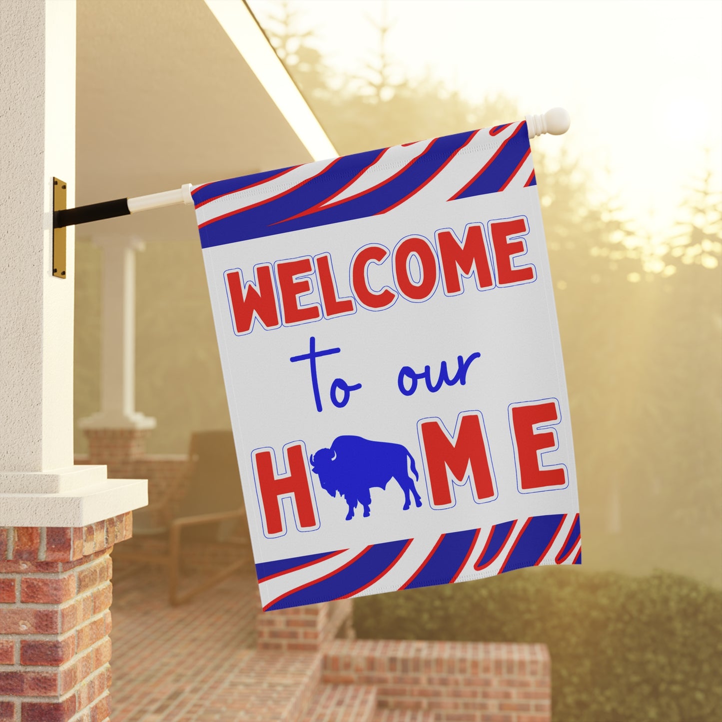 Red & Blue Welcome to Our Home House & Garden Flags